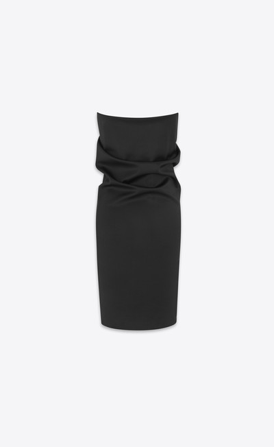 SAINT LAURENT strapless pencil dress in stretch satin wool outlook