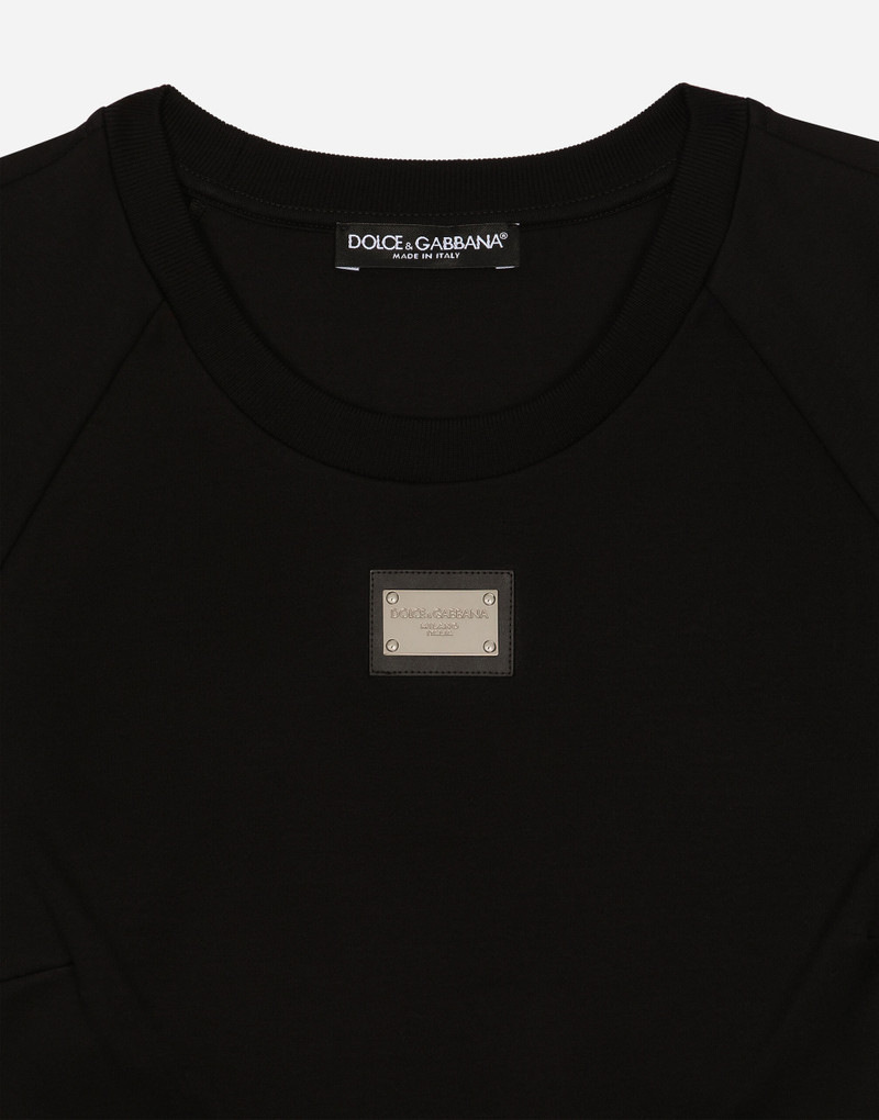 Cropped jersey T-shirt with Dolce&Gabbana tag 3