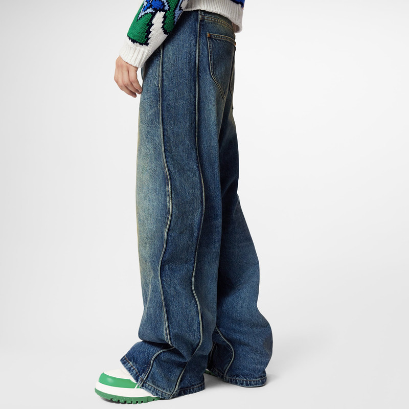 Louis Vuitton Washed Wavy Denim Pants | REVERSIBLE