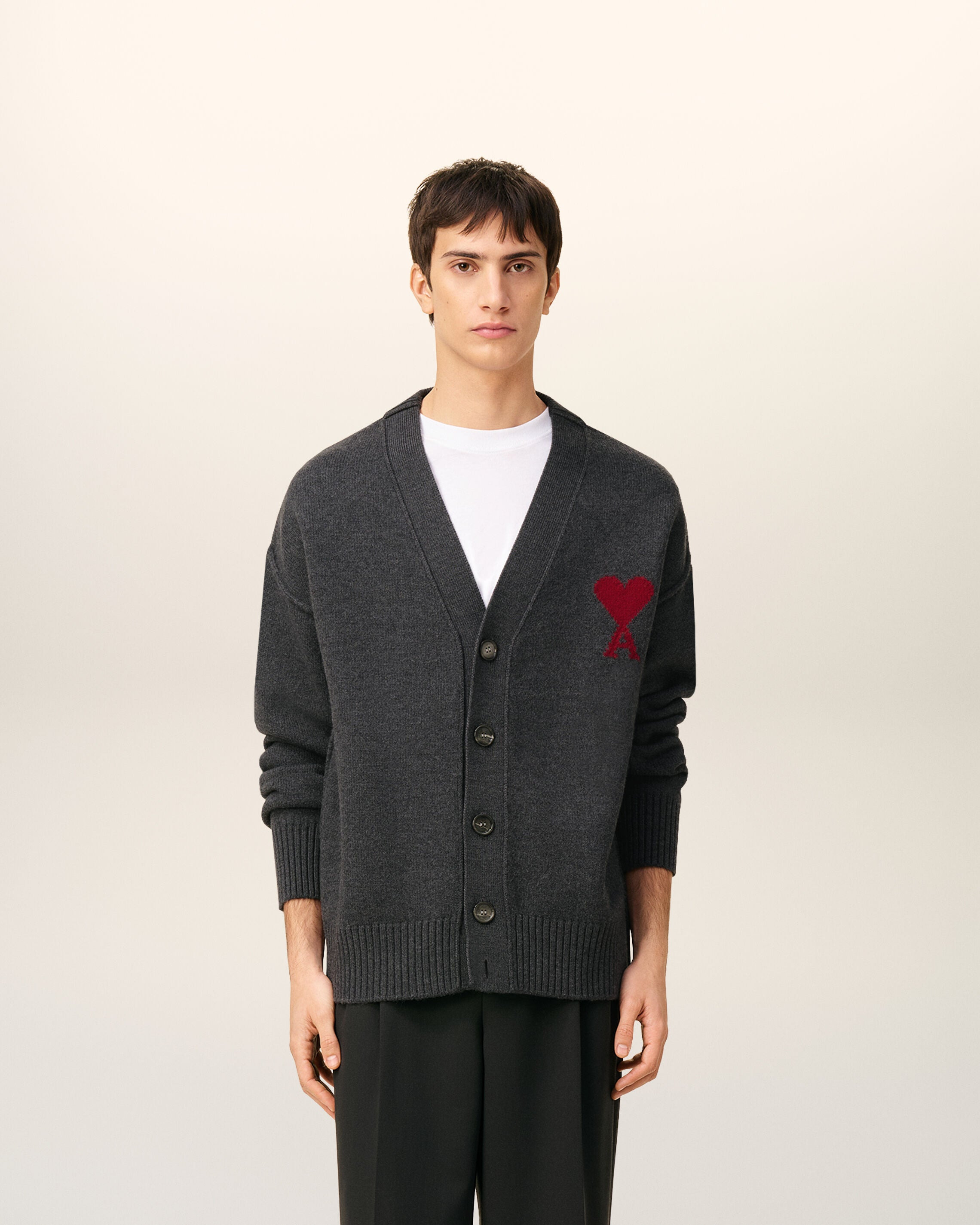 GREY WOOL AMI DE COEUR CARDIGAN - 2
