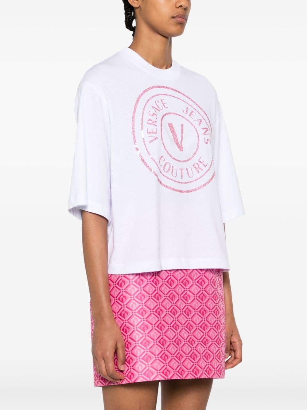 glittered logo-print cotton T-shirt - 3