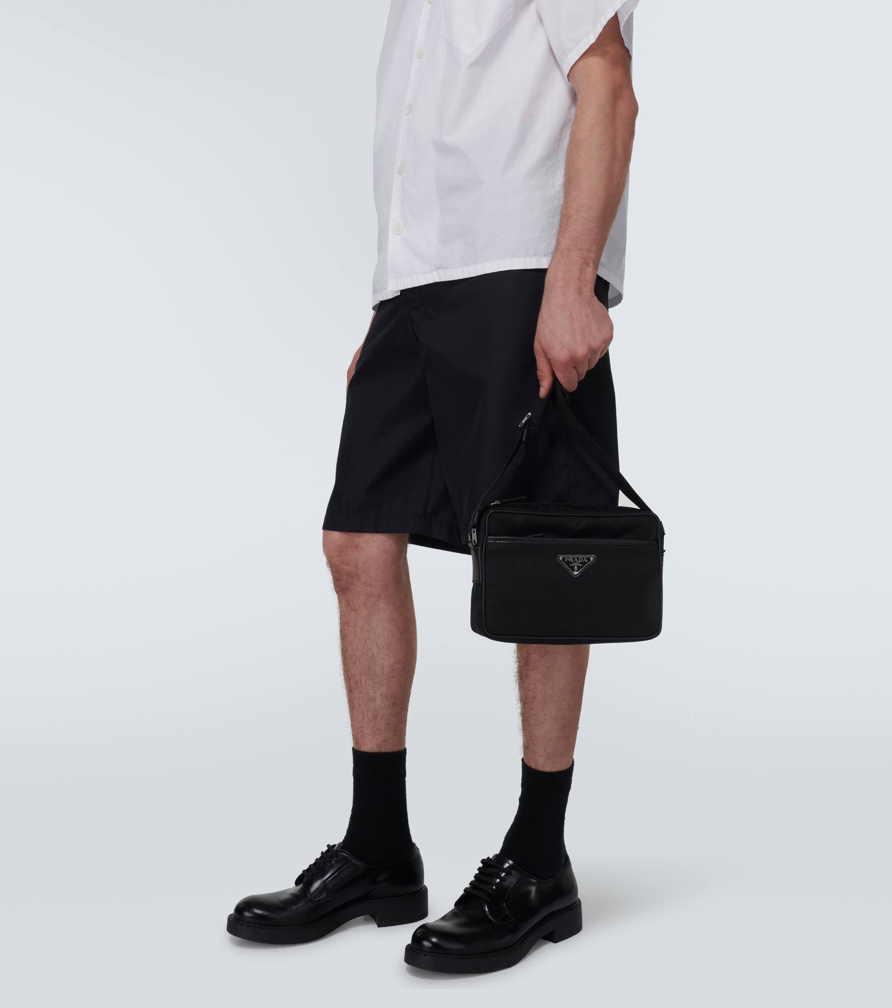 Re-Nylon and leather shoulder bag - 3