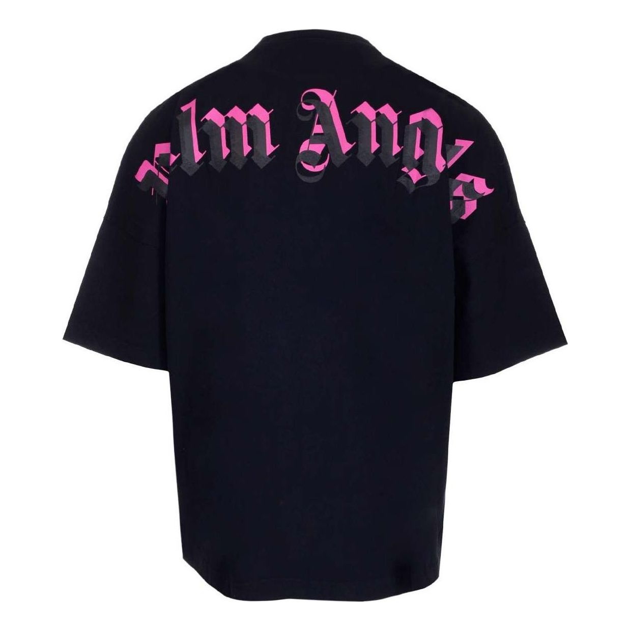 Palm Angels Doubled Logo Over Tee 'Black Fuchsia' PMAA002C99JER0031032 - 2