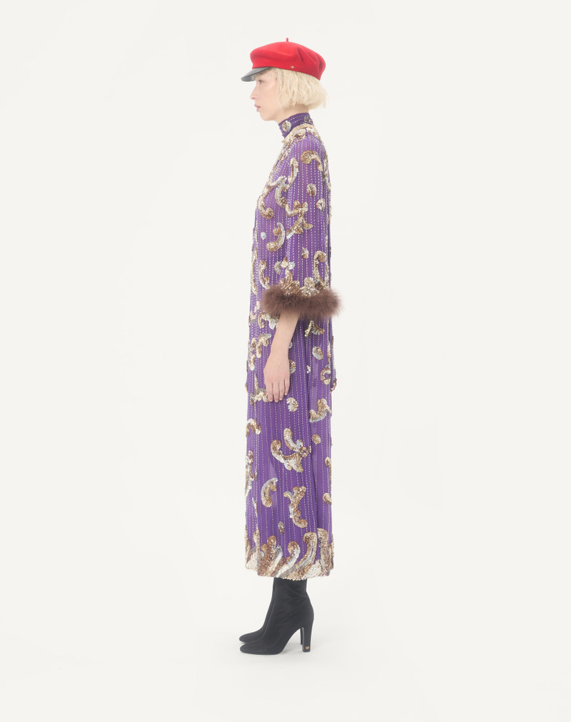 EMBROIDERED CHIFFON DRESS WITH FEATHERS 6
