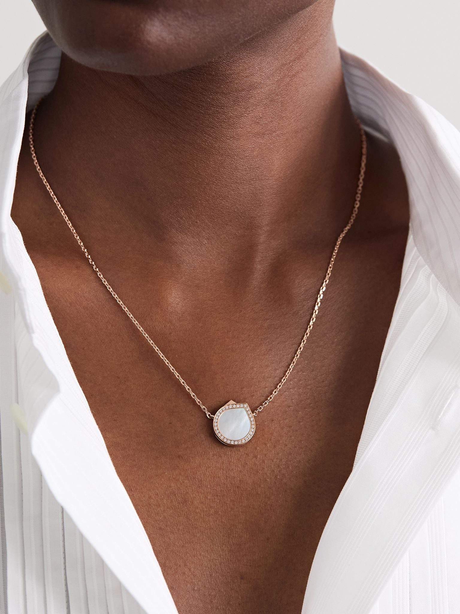 Antifer 18-karat rose gold, mother-of-pearl and diamond necklace White - 2