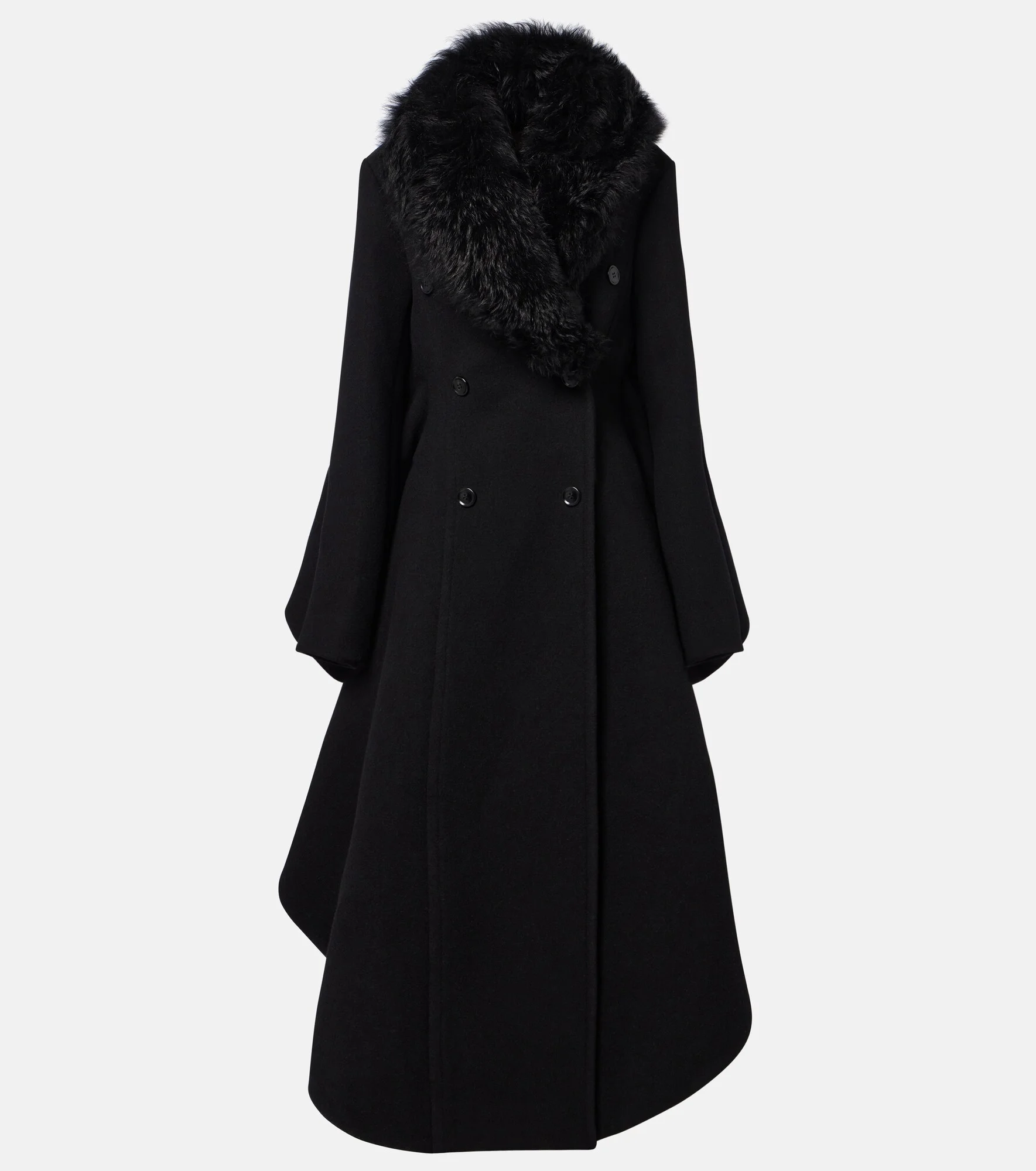 Shearling-trimmed wool and silk coat - 1
