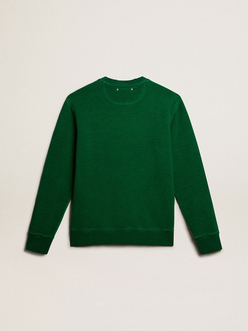 Round-neck sweatshirt in green cotton fleece 6