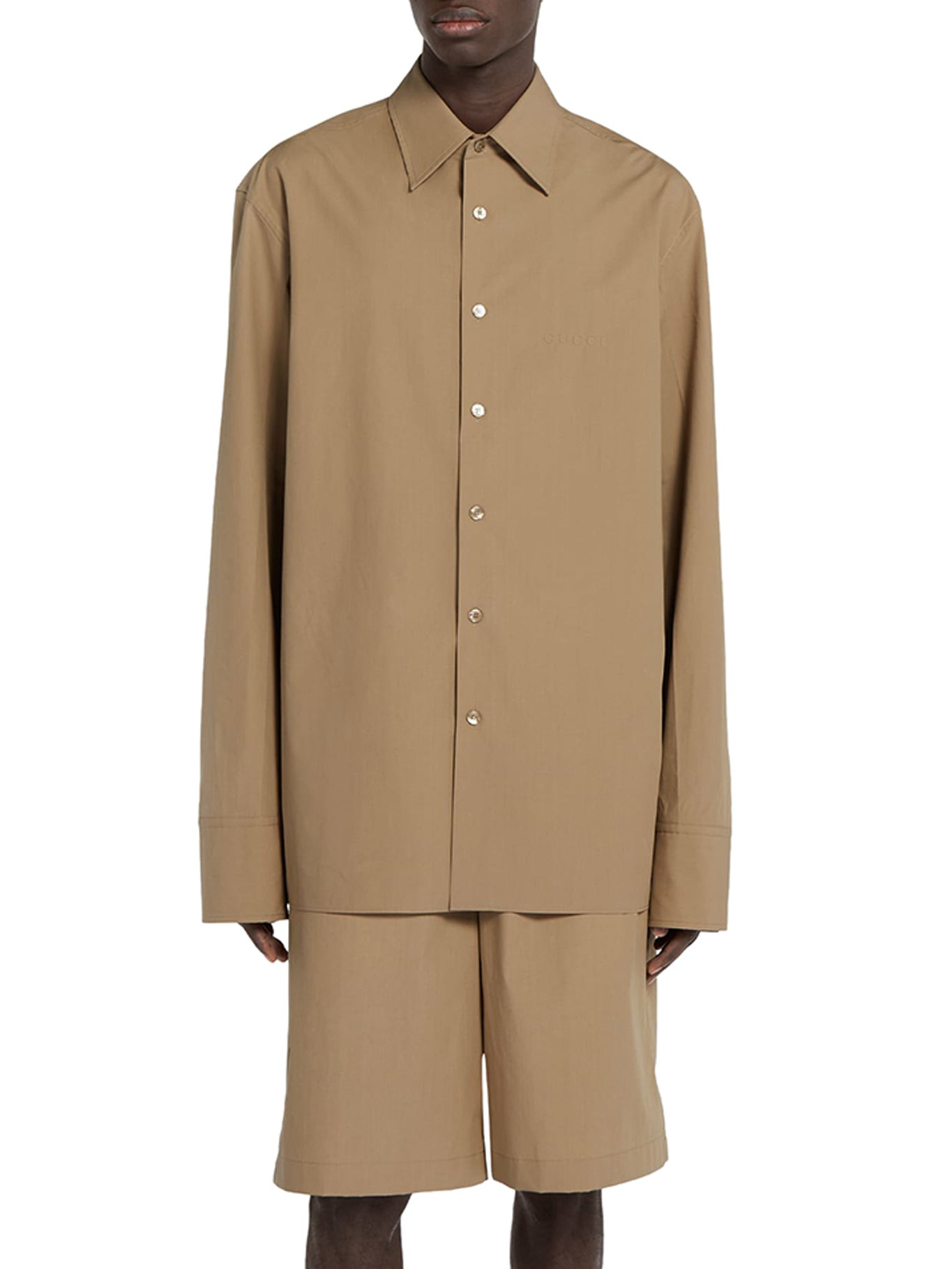 COTTON POPLIN SHIRT WITH EMBOSSED LOGO - 3