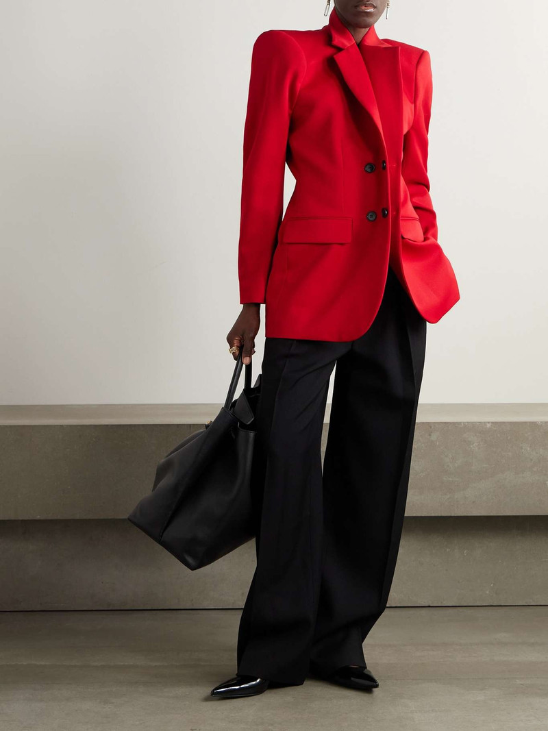 MARIE ADAM-LEENAERDT Double-breasted wool-twill blazer Red outlook