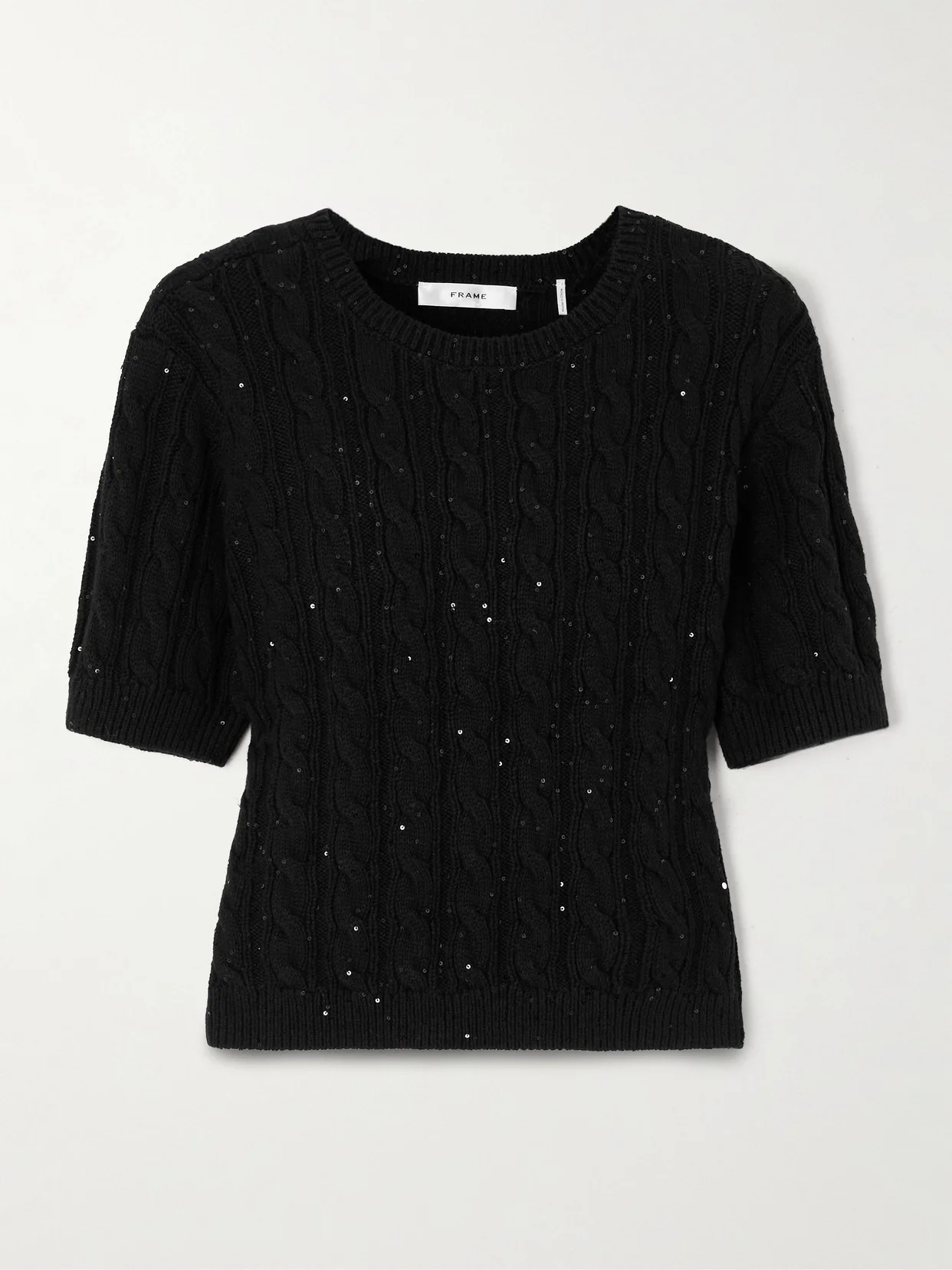Sequin-embellished Cable-knit Cotton-blend Sweater - 1
