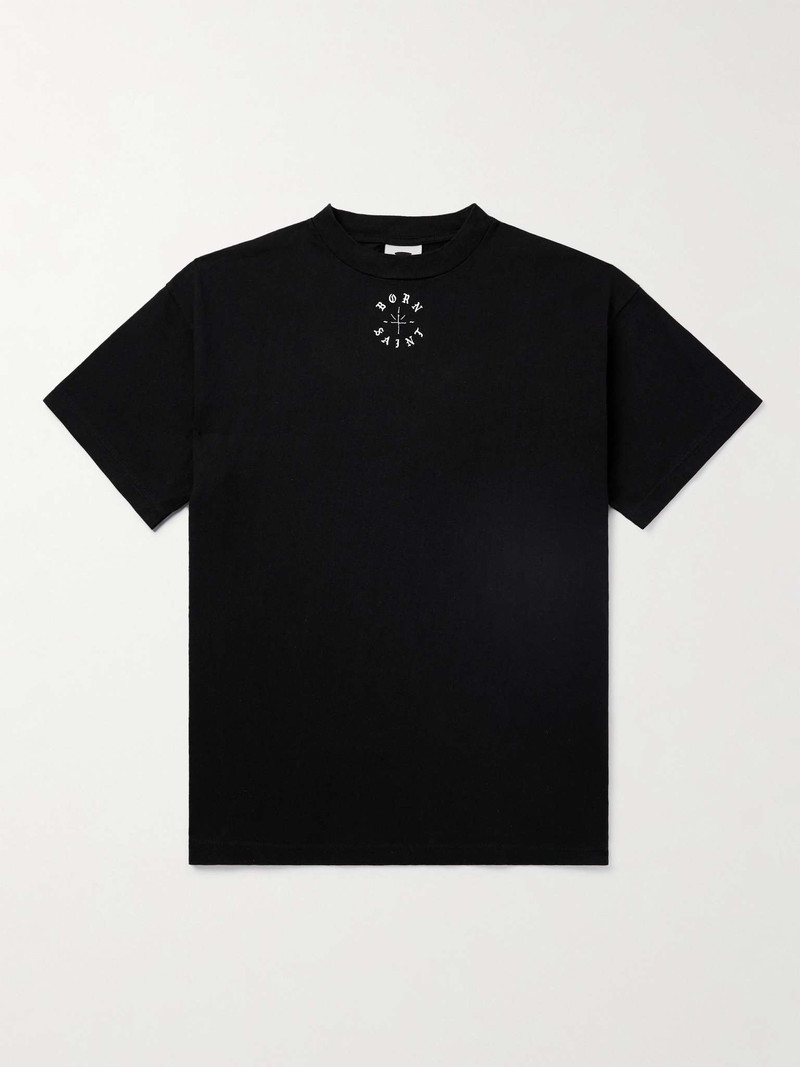 SAINT M×××××× + Born X Raised Logo-Print Embroidered Cotton-Jersey