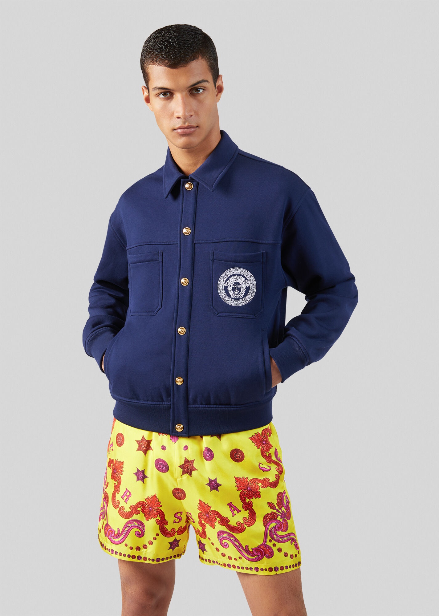 Medusa Embroidered Cotton Jacket - 2