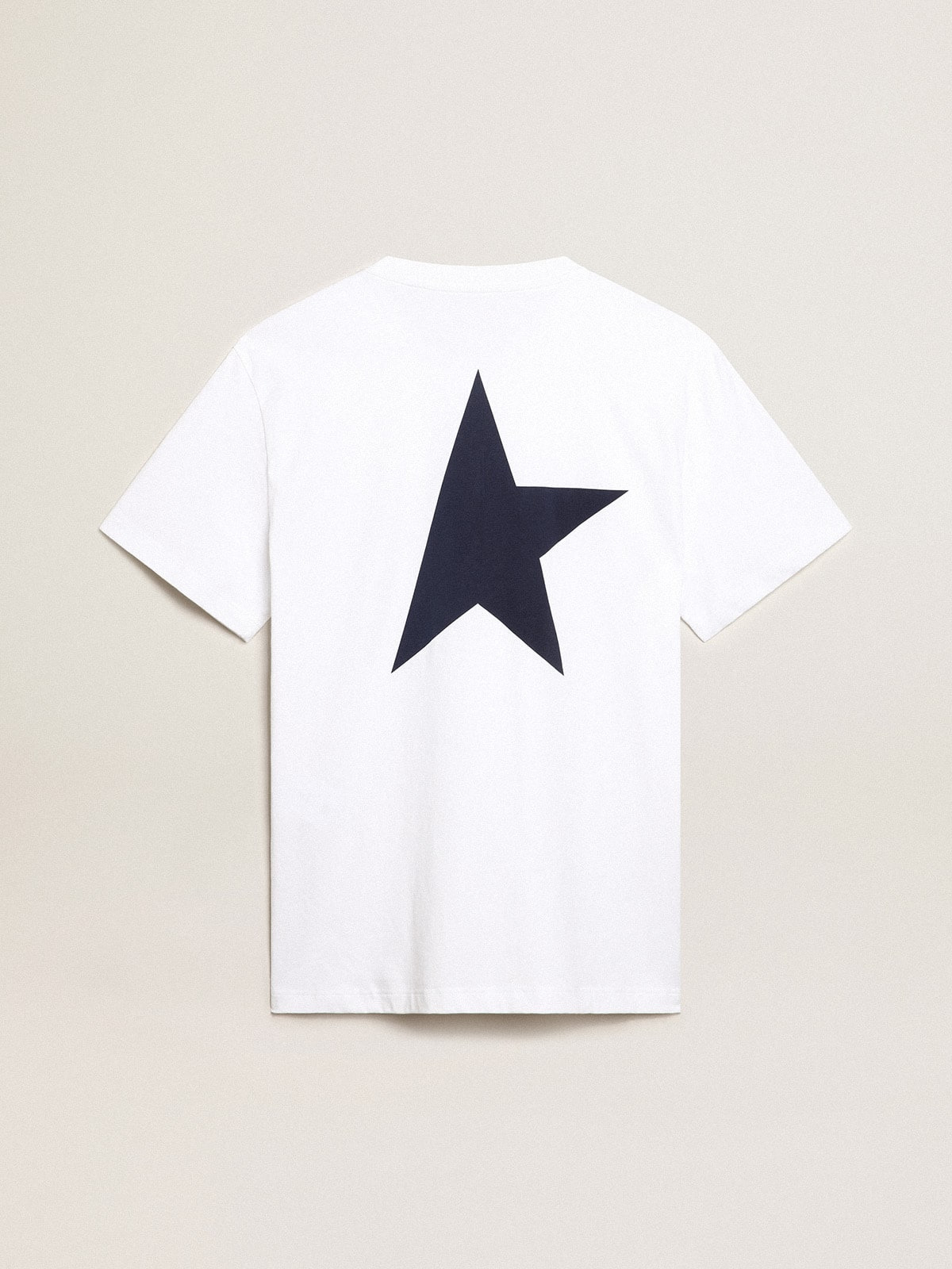Men’s white T-shirt with dark blue star on the back - 5