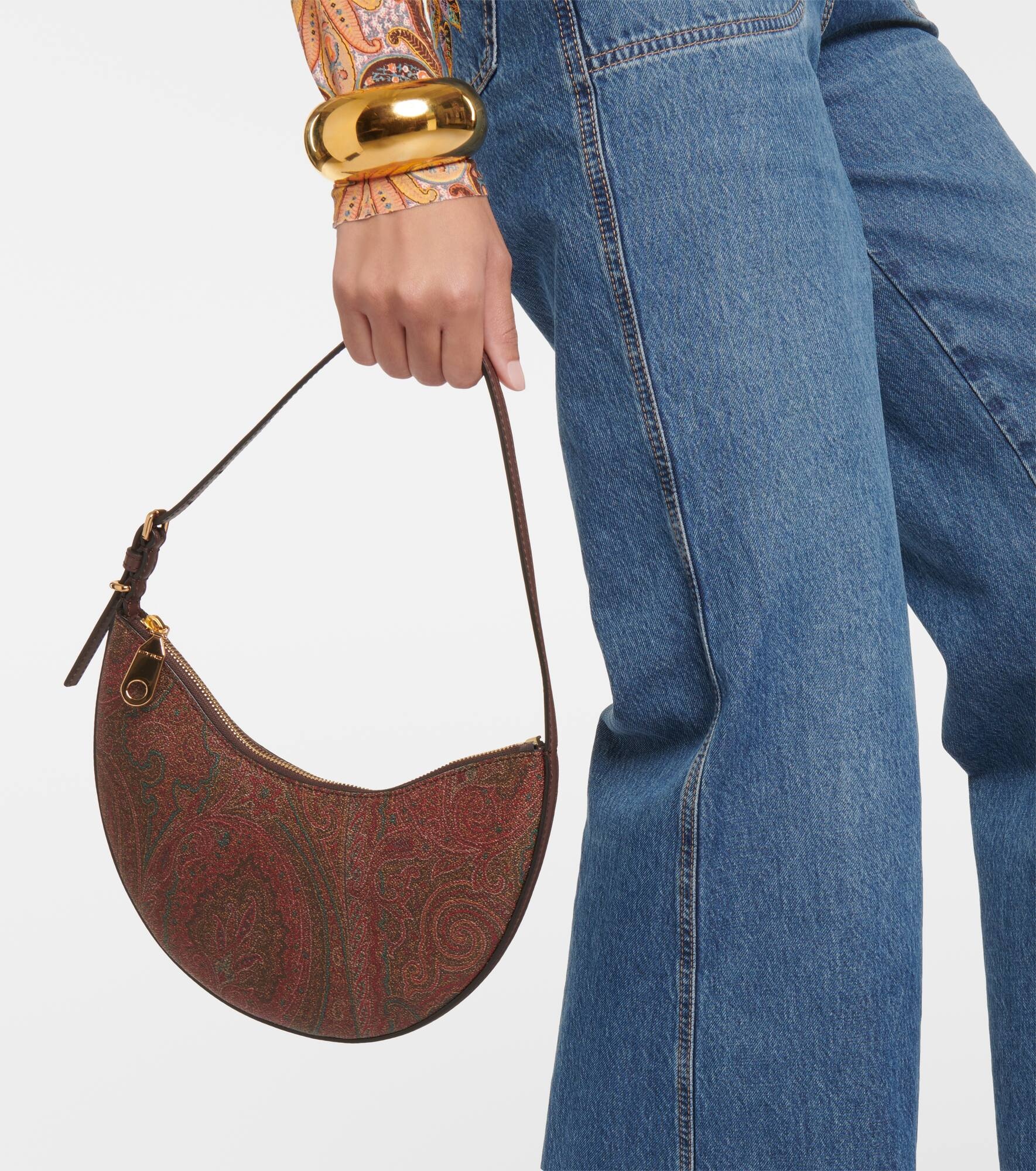 Hobo Small leather-trimmed shoulder bag - 6