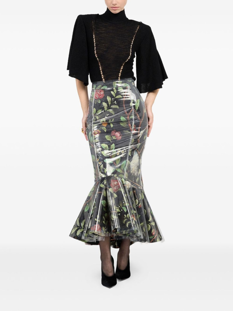Roberto Cavalli shrub flower-print midi skirt outlook