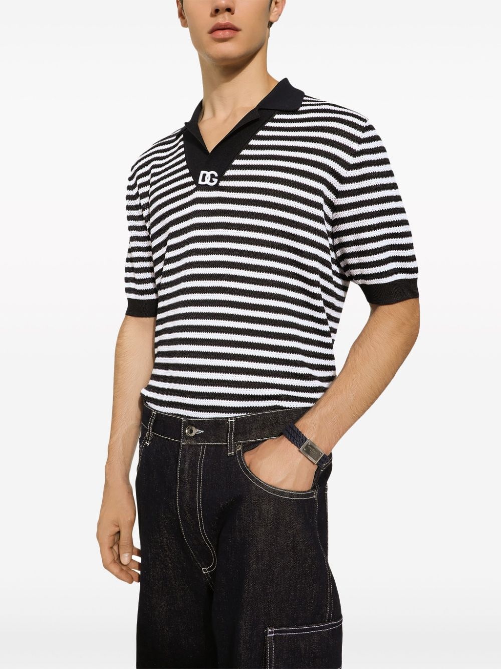 stripe-patterned polo shirt - 5