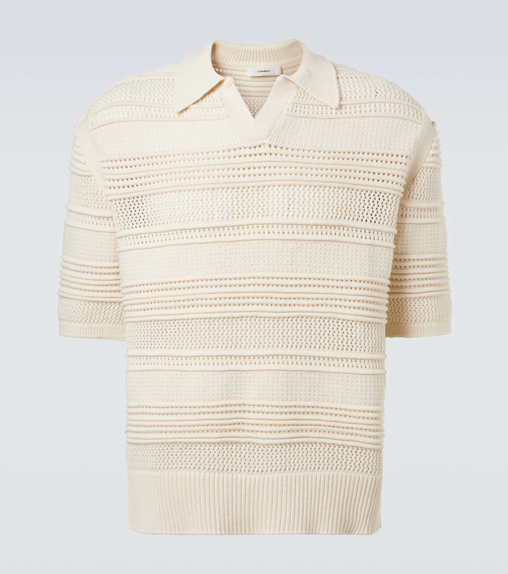 Crochet cotton-blend polo shirt - 1