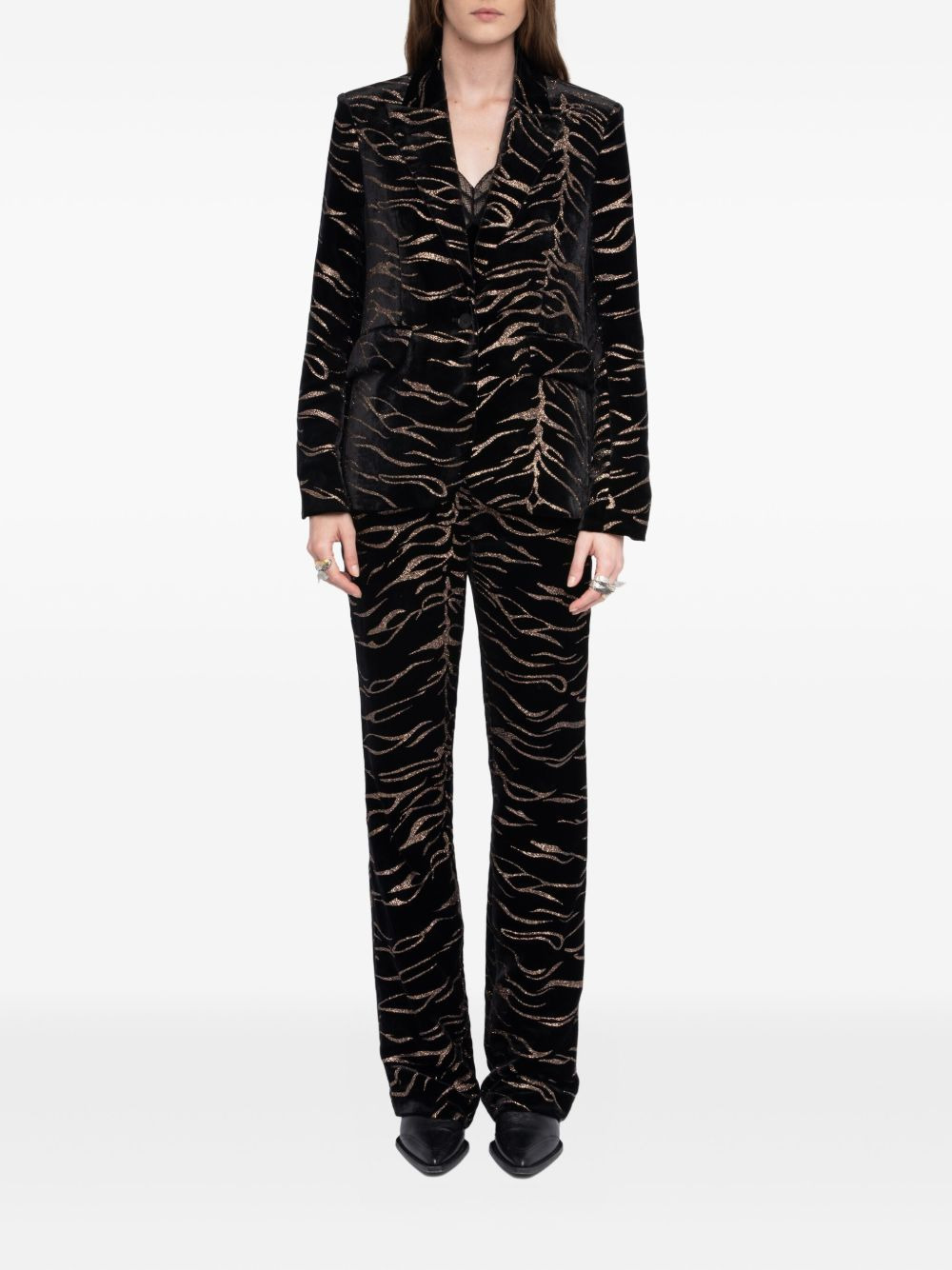 Vavy tiger-stripe velvet blazer - 2