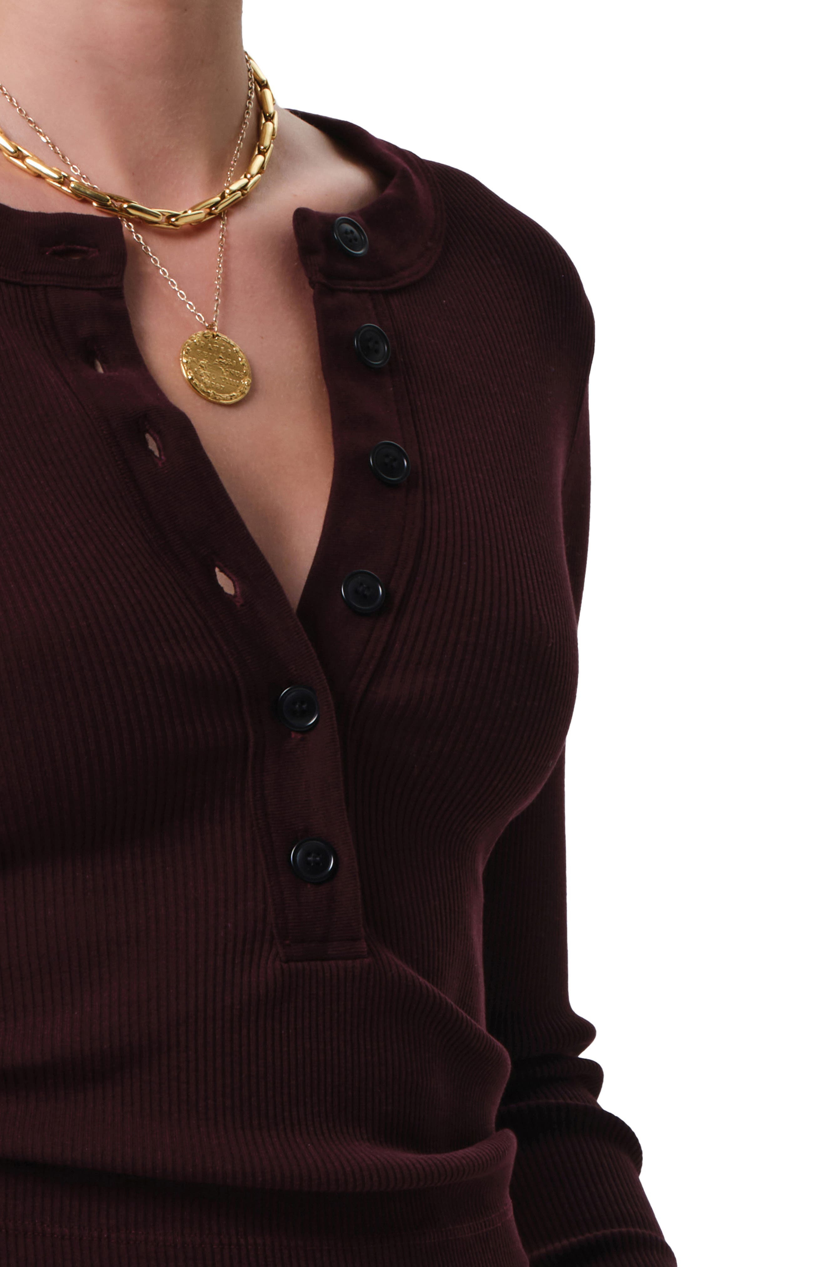 Citizens of Humanity Varra Rib Henley in Mahogany at Nordstrom - 4