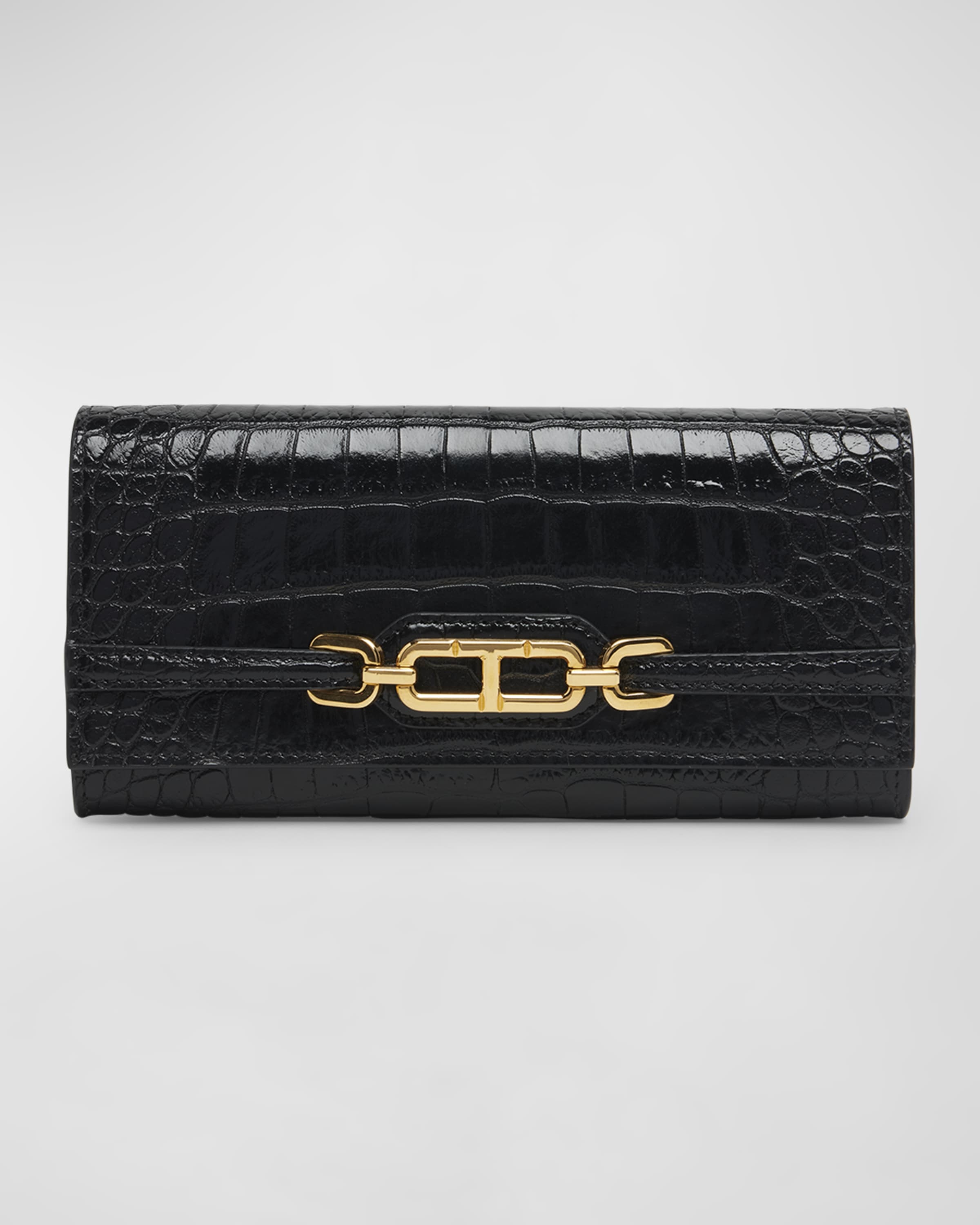 Whitney Continental Wallet in Shiny Croc-Embossed Leather - 1