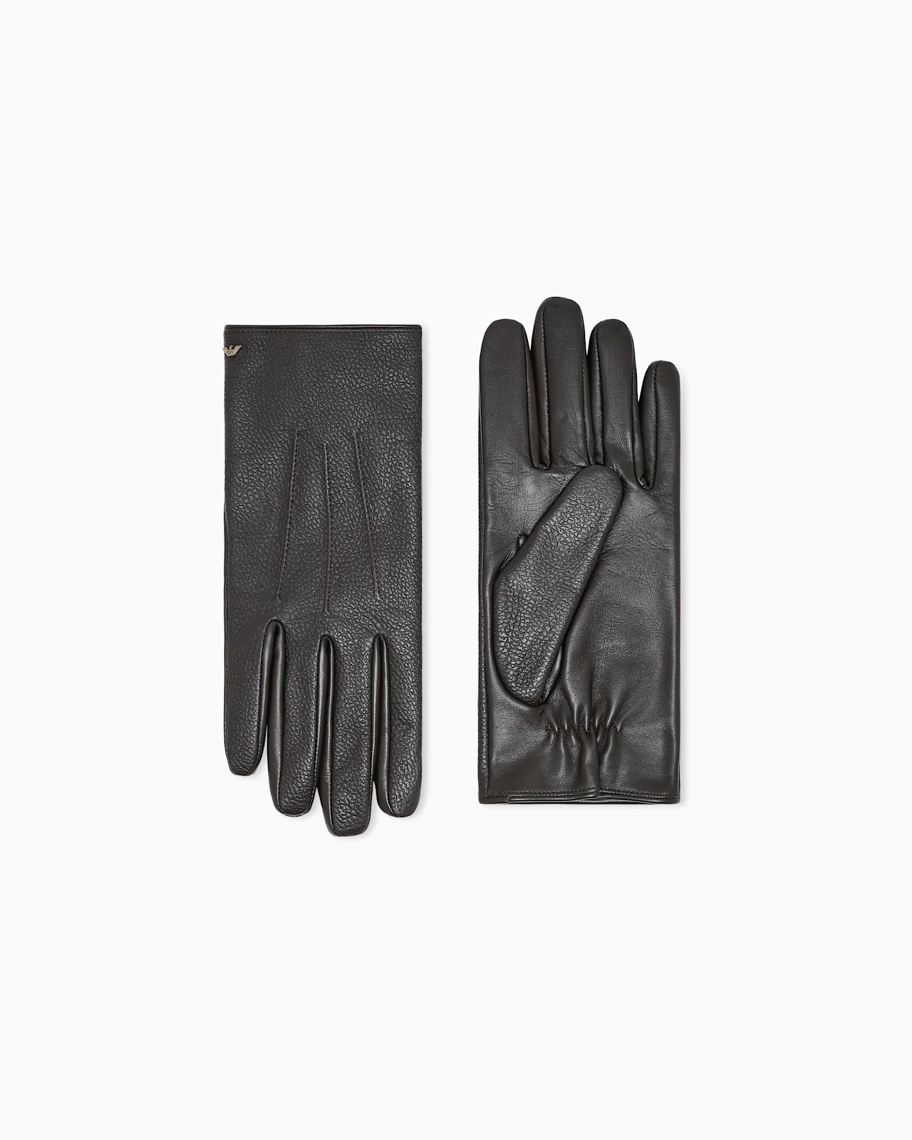 LEATHER GLOVES WITH WOOL LINING AND A METAL EAGLE LOGO - 1