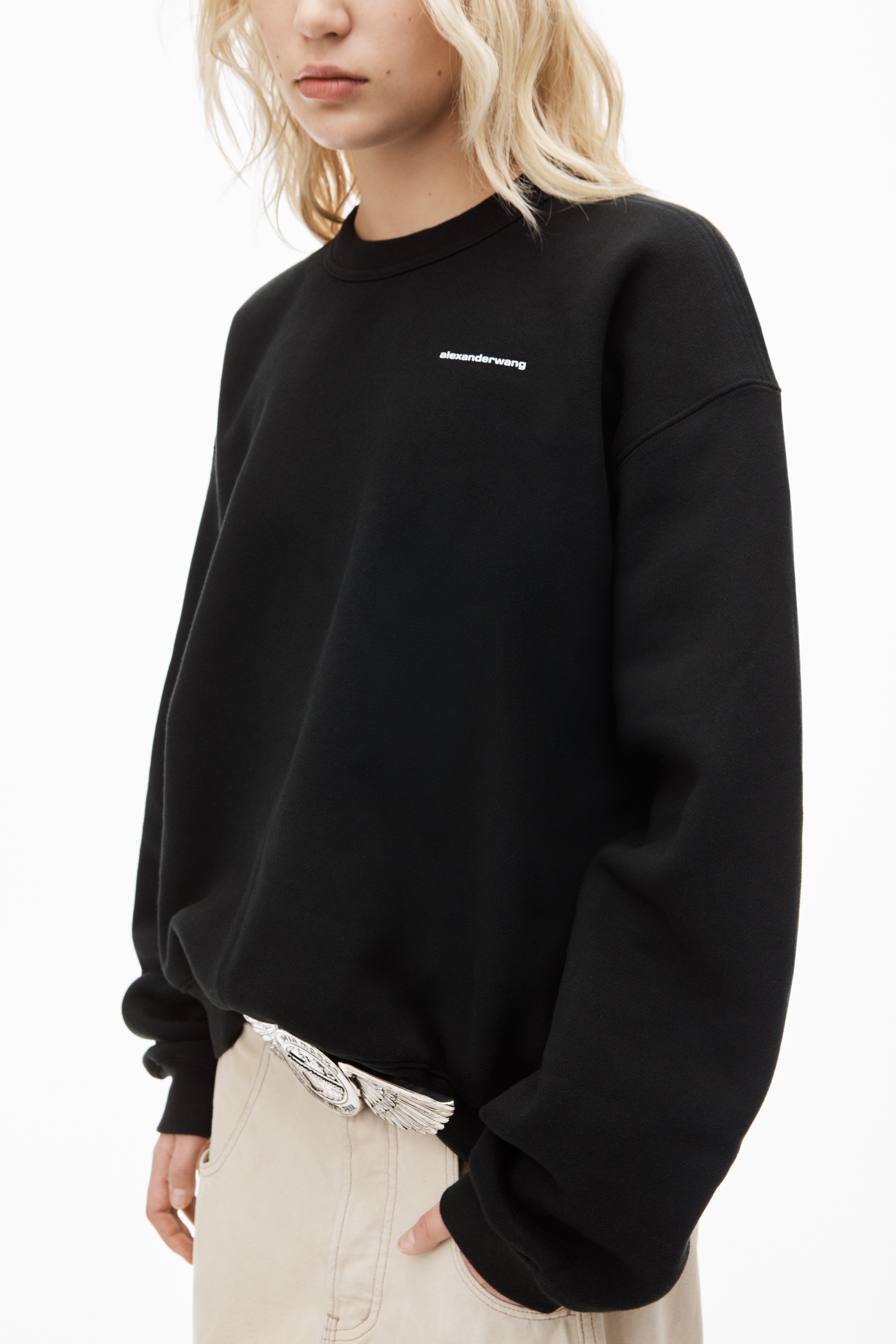CREWNECK PULLOVER IN DENSE FLEECE - 3