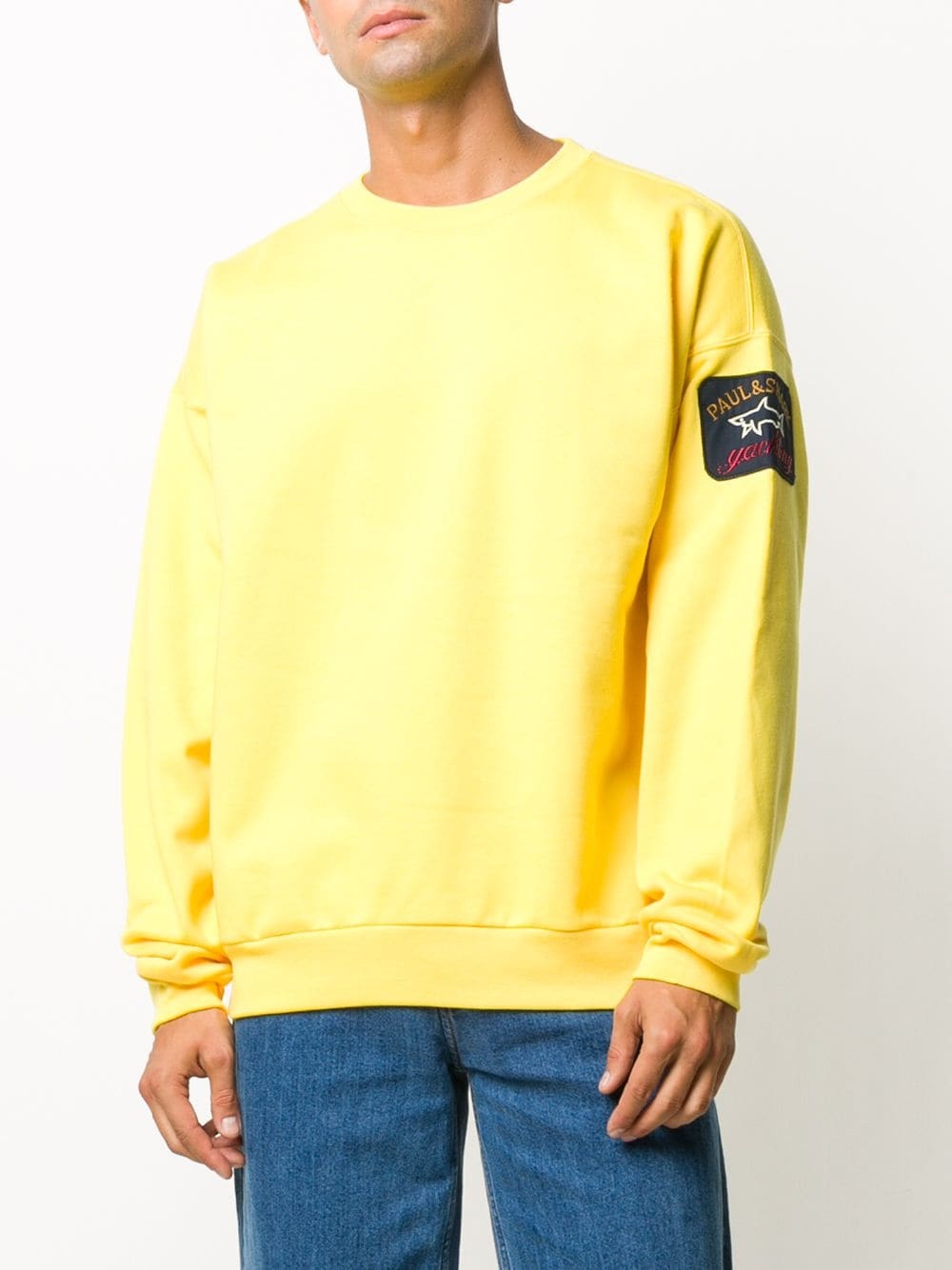 crew neck logo patch sweater - 3