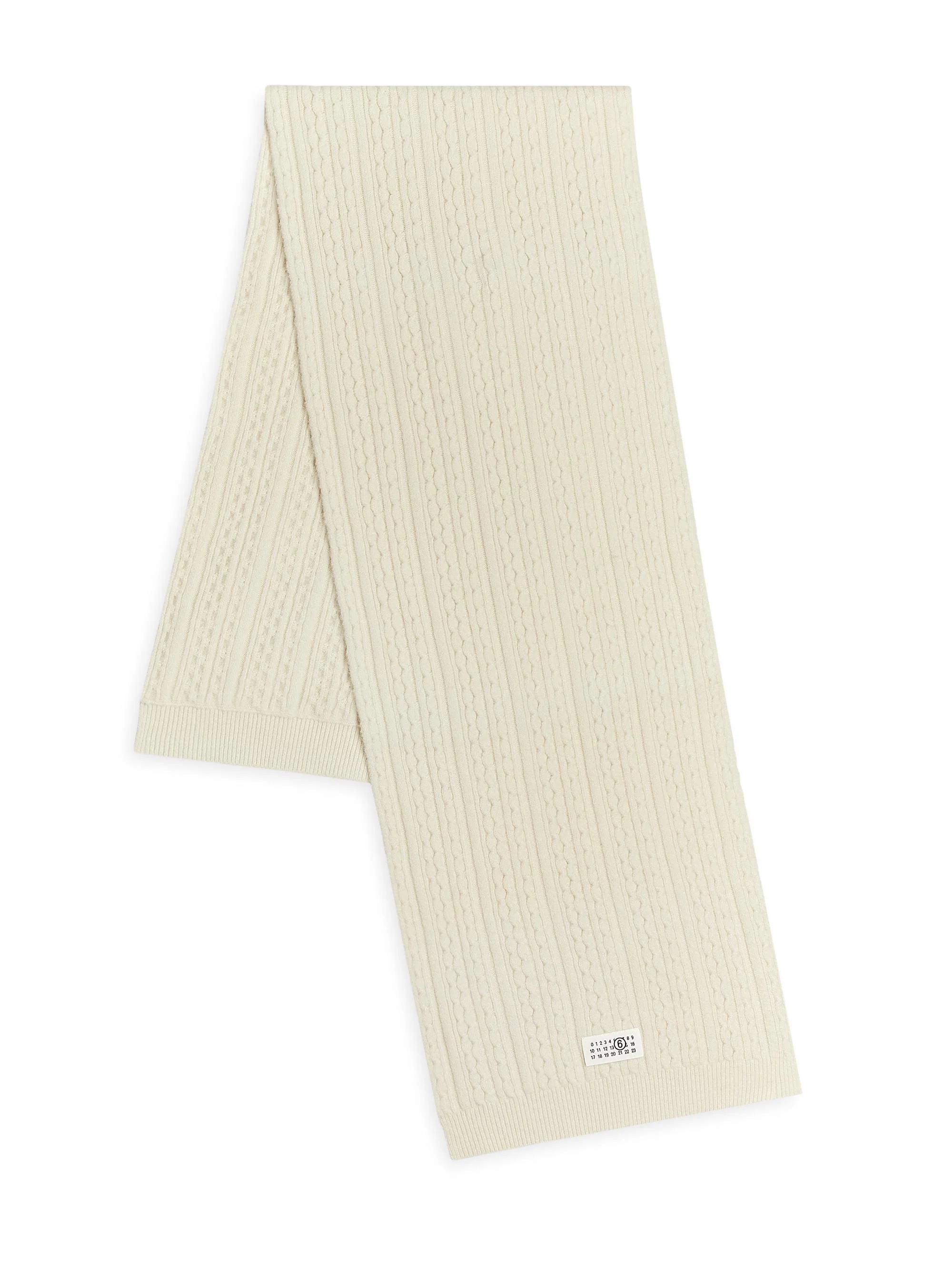 Men's Scalloped Knit Scarf - Off White - 1