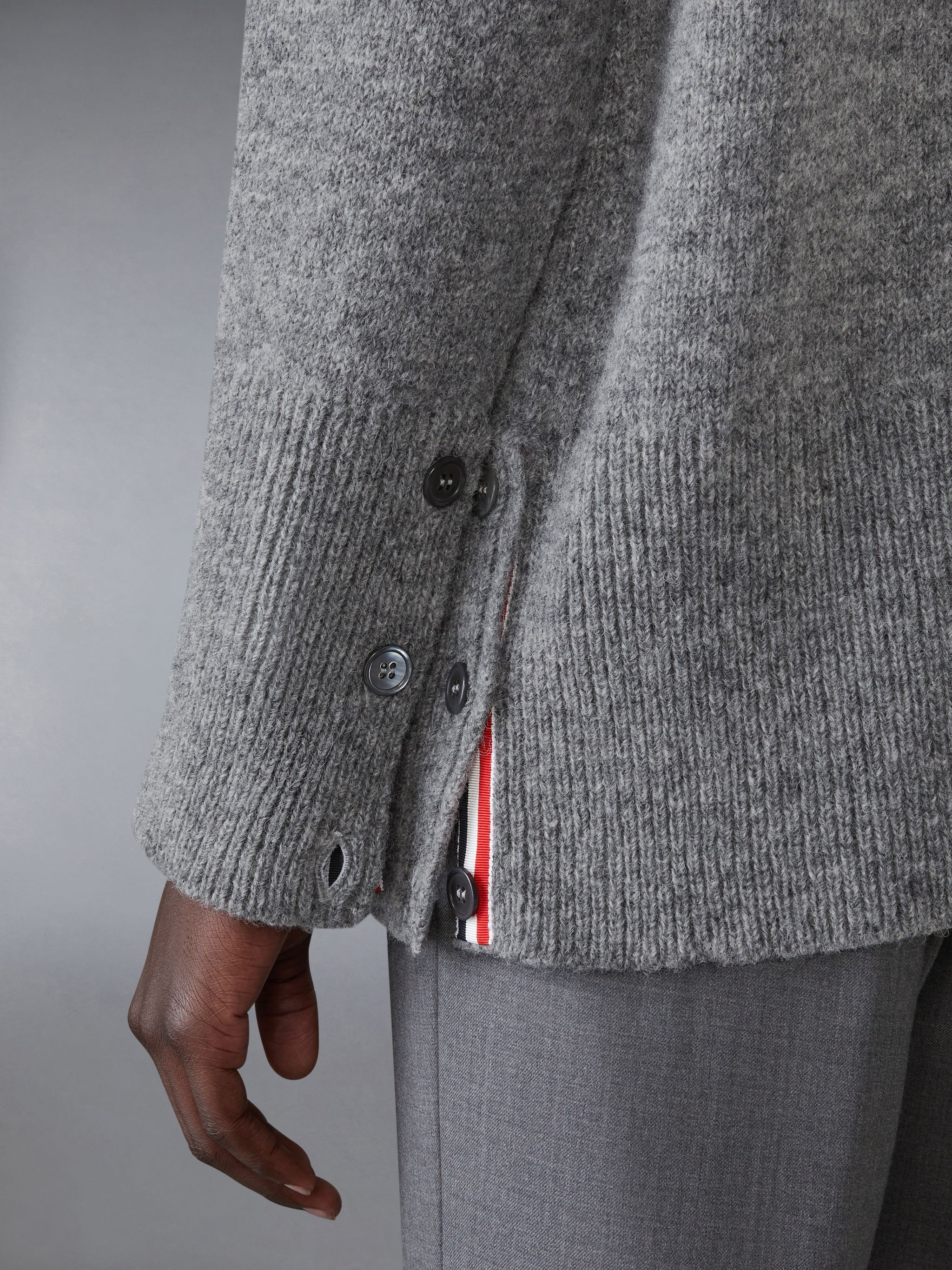 Irish Wool 4-Bar V Neck Cardigan - 4