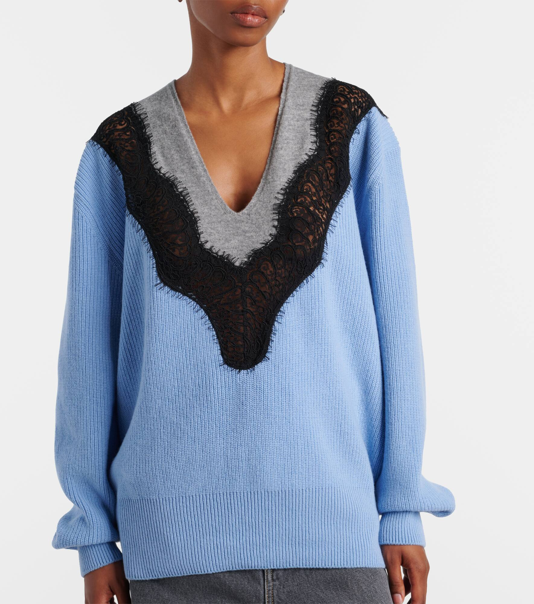 Lace-trimmed virgin wool sweater - 6