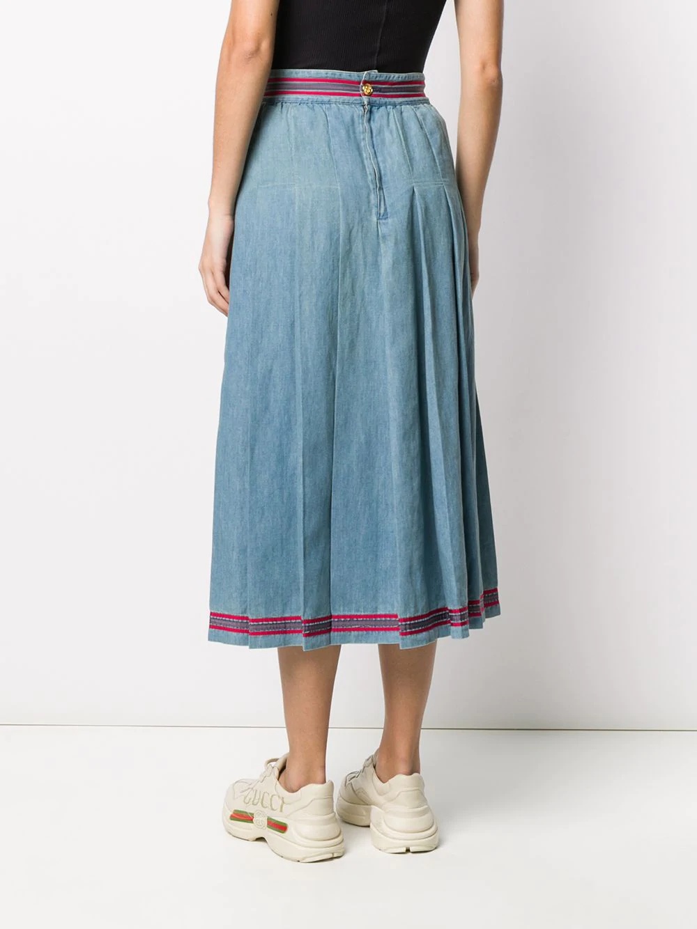 pleated denim skirt - 4