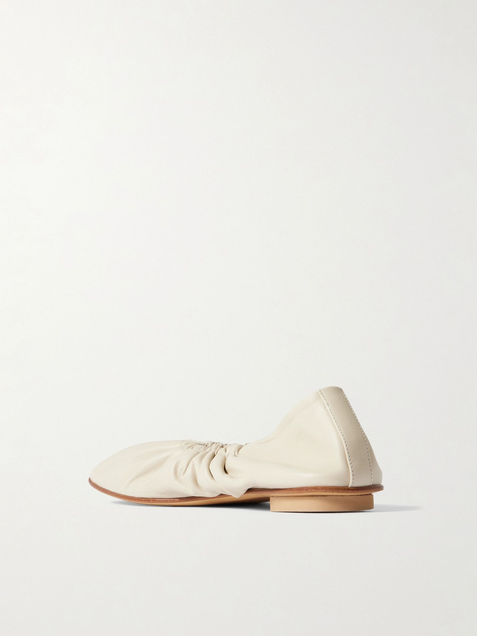 Mica gathered leather ballet flats Ecru - 3
