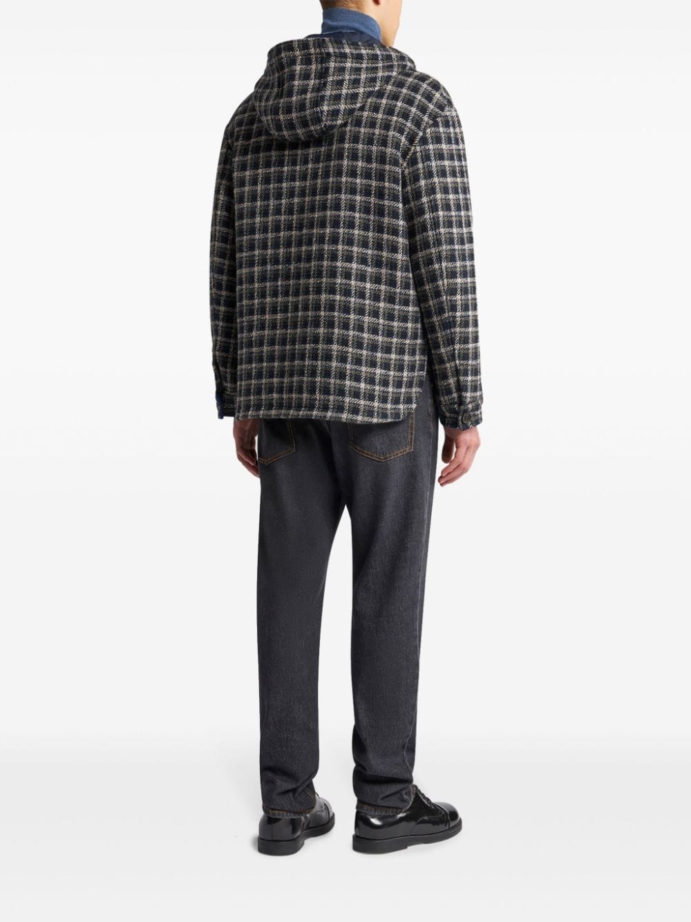 tartan-check hooded shirt jacket - 3
