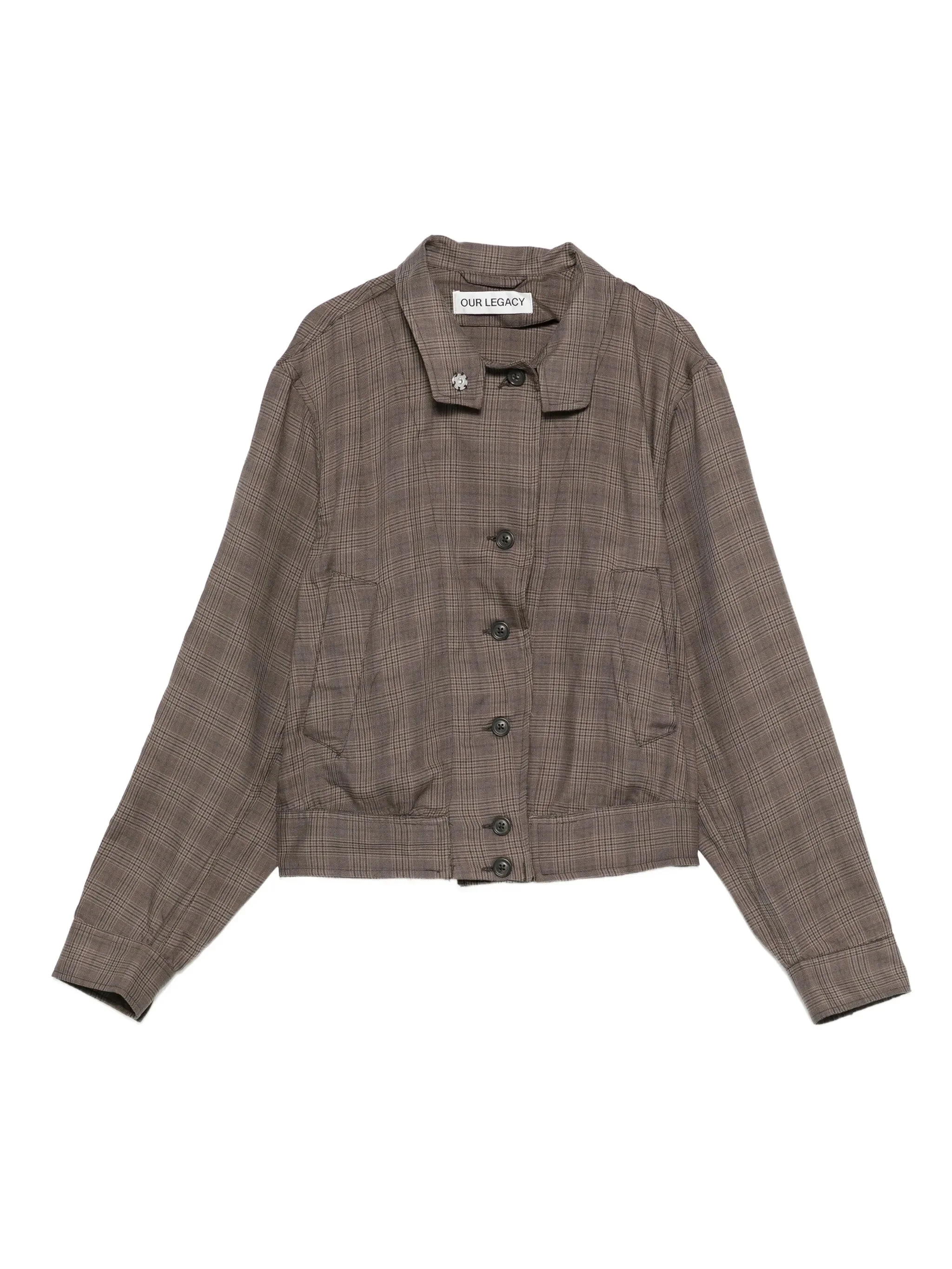 checked button-up bomber jacket - 1