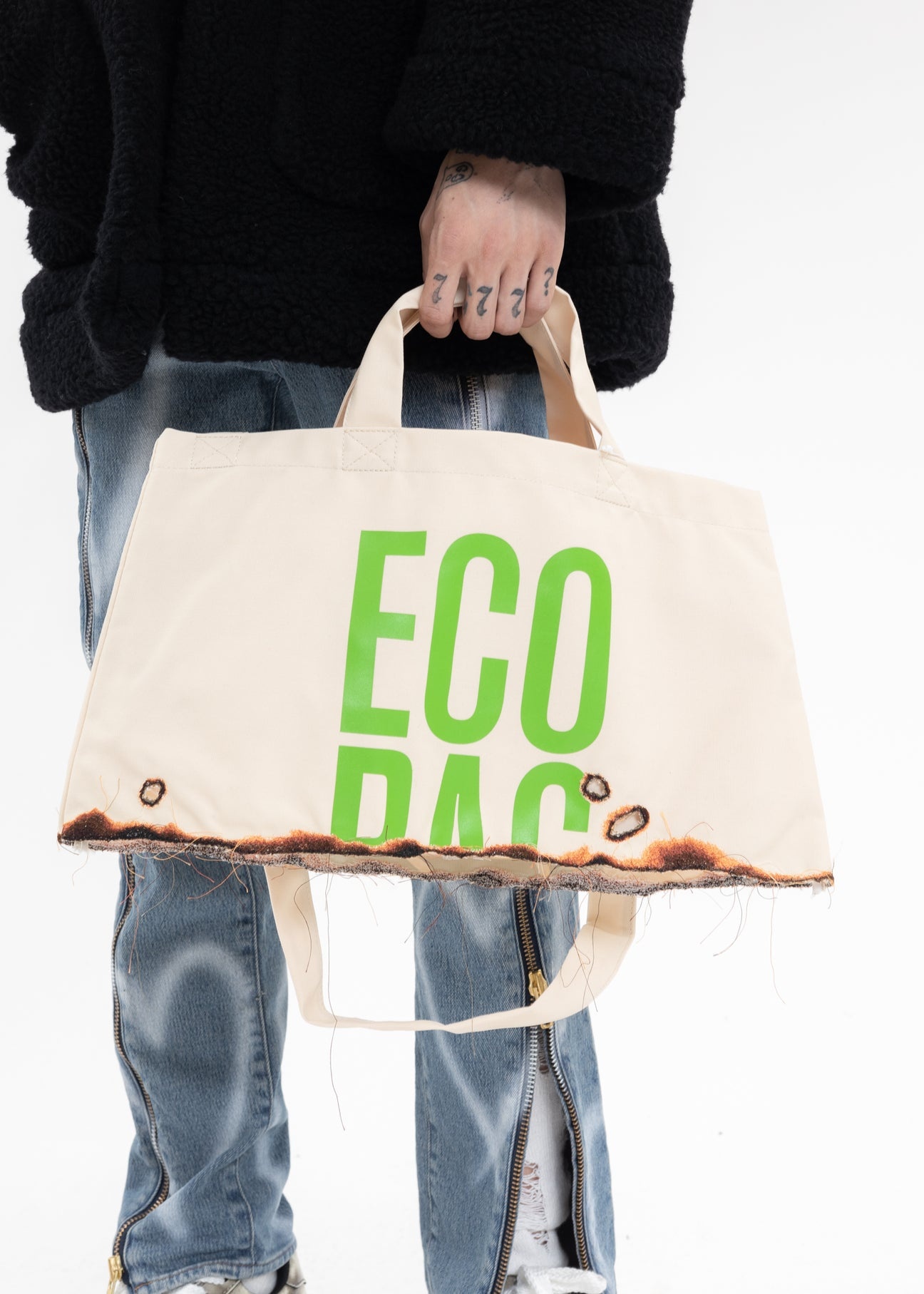 Ivory BURNING EMBROIDERY ECO BAG - 3