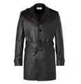 Frank Belted Leather Trench Coat - 6