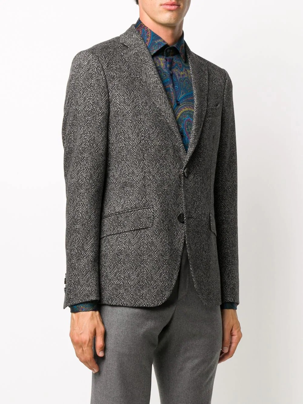 herringbone-pattern blazer - 3