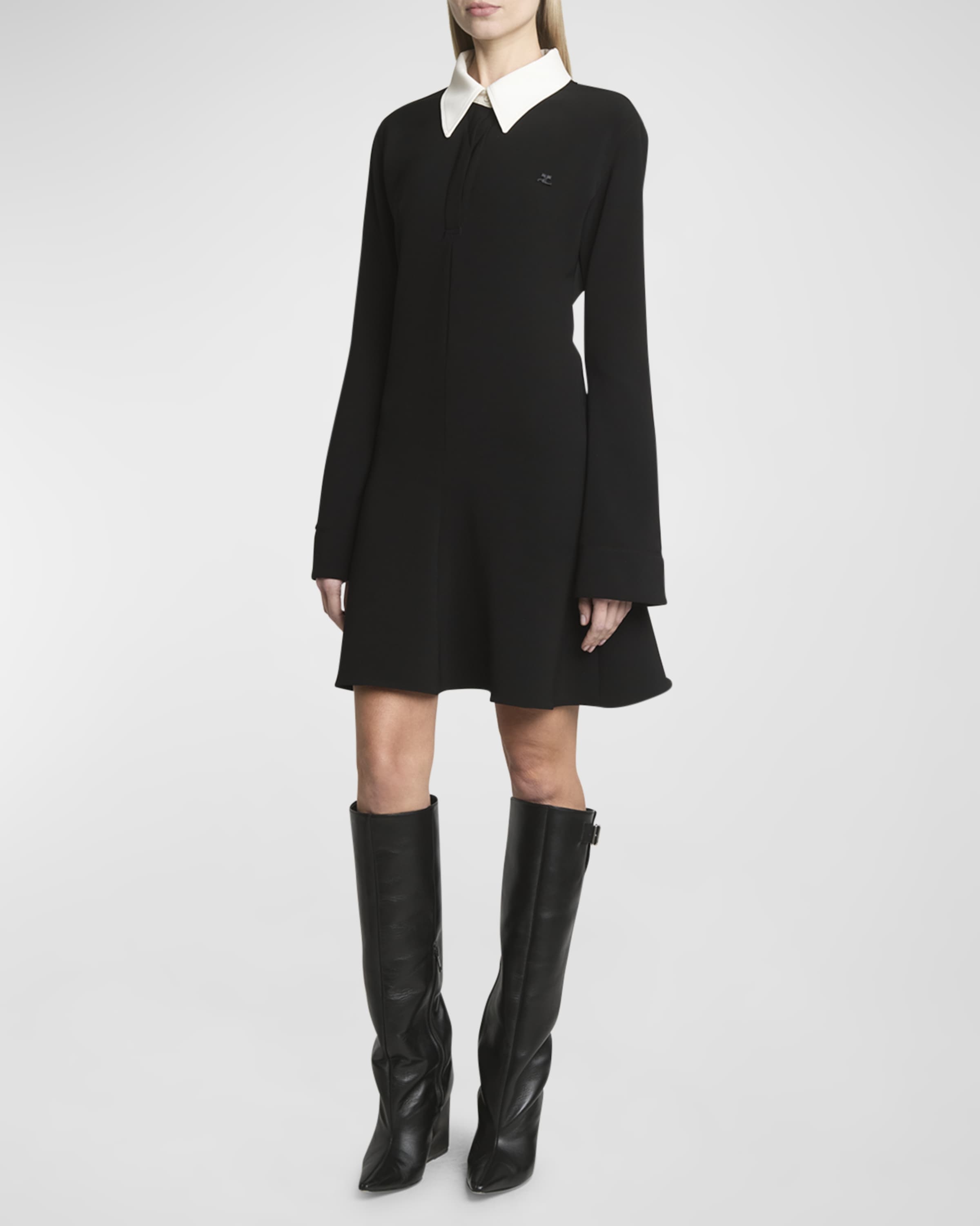 Long-Sleeve Mini Polo Dress - 2