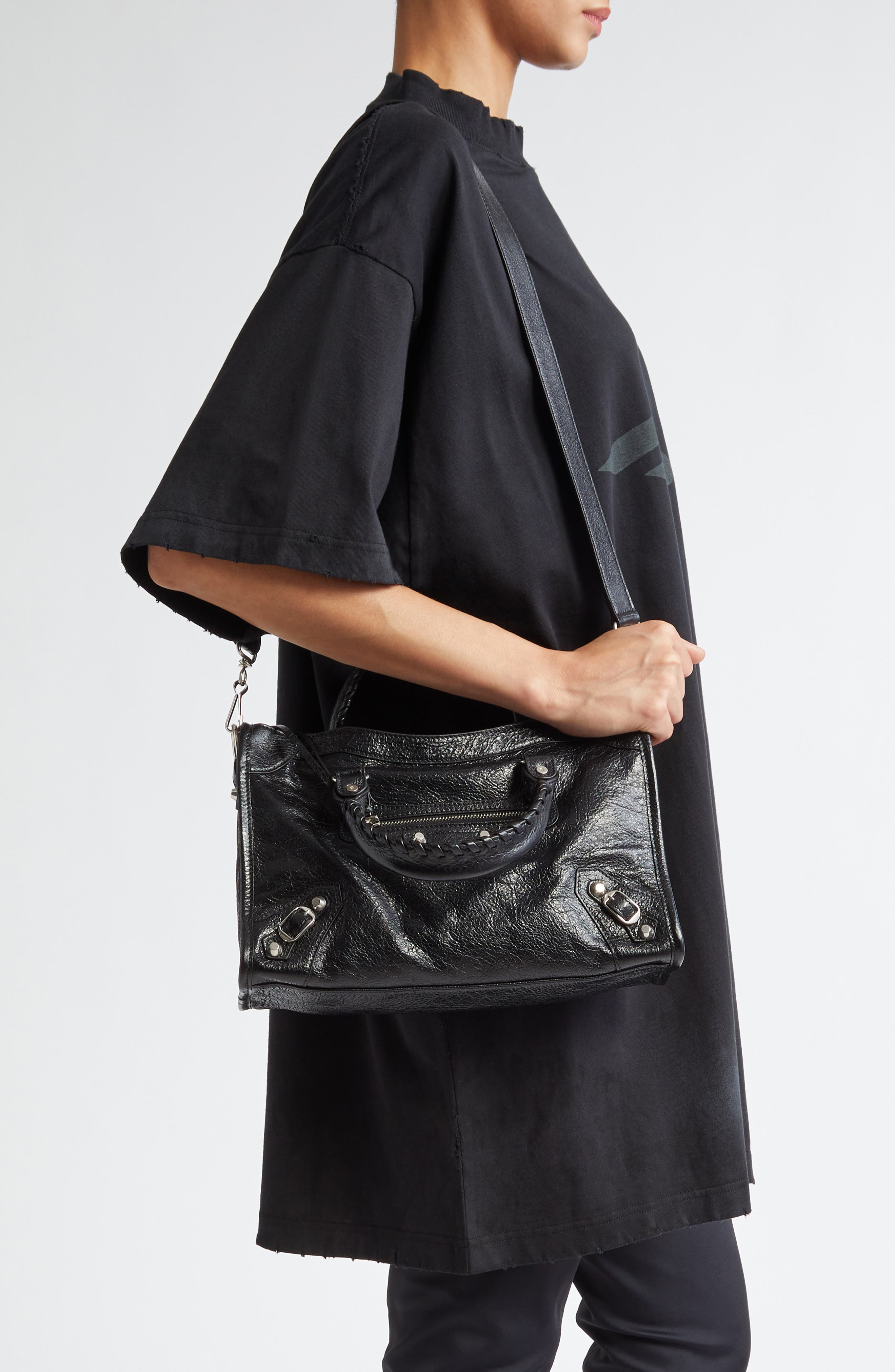 Balenciaga Small Le City Crinkle Leather Top Handle Bag in 1000 Black at Nordstrom - 2