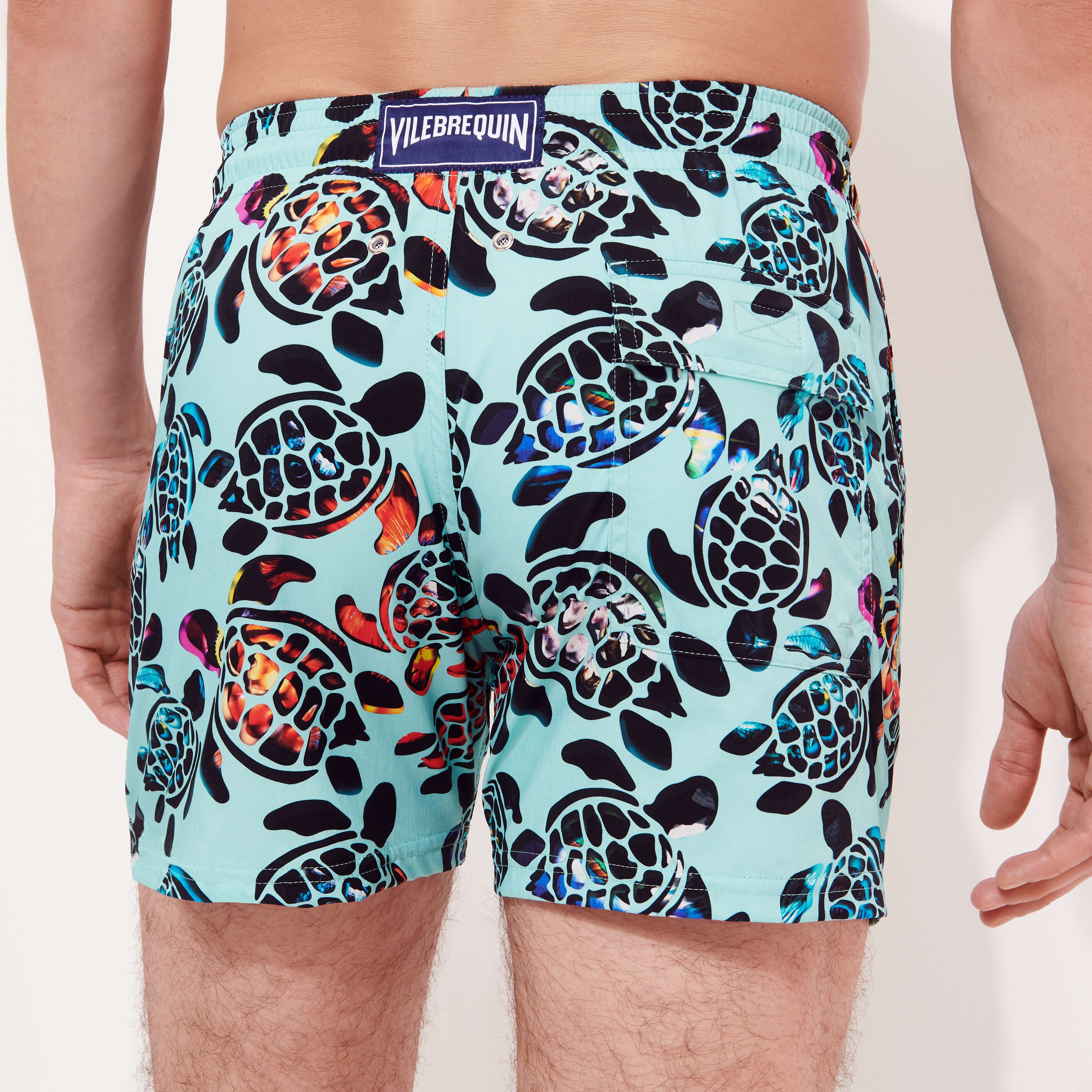 Men Stretch Swim Trunks Screen Turtles - 4