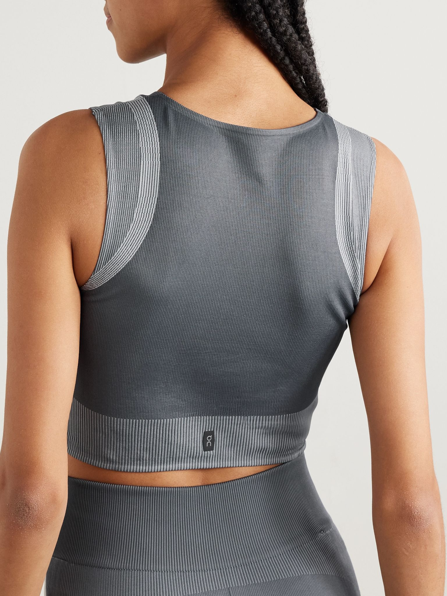 Studio cropped ribbed stretch recycled tank Gray - 3