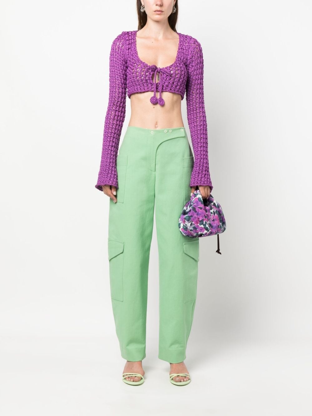 chunky open-knit crop top - 2