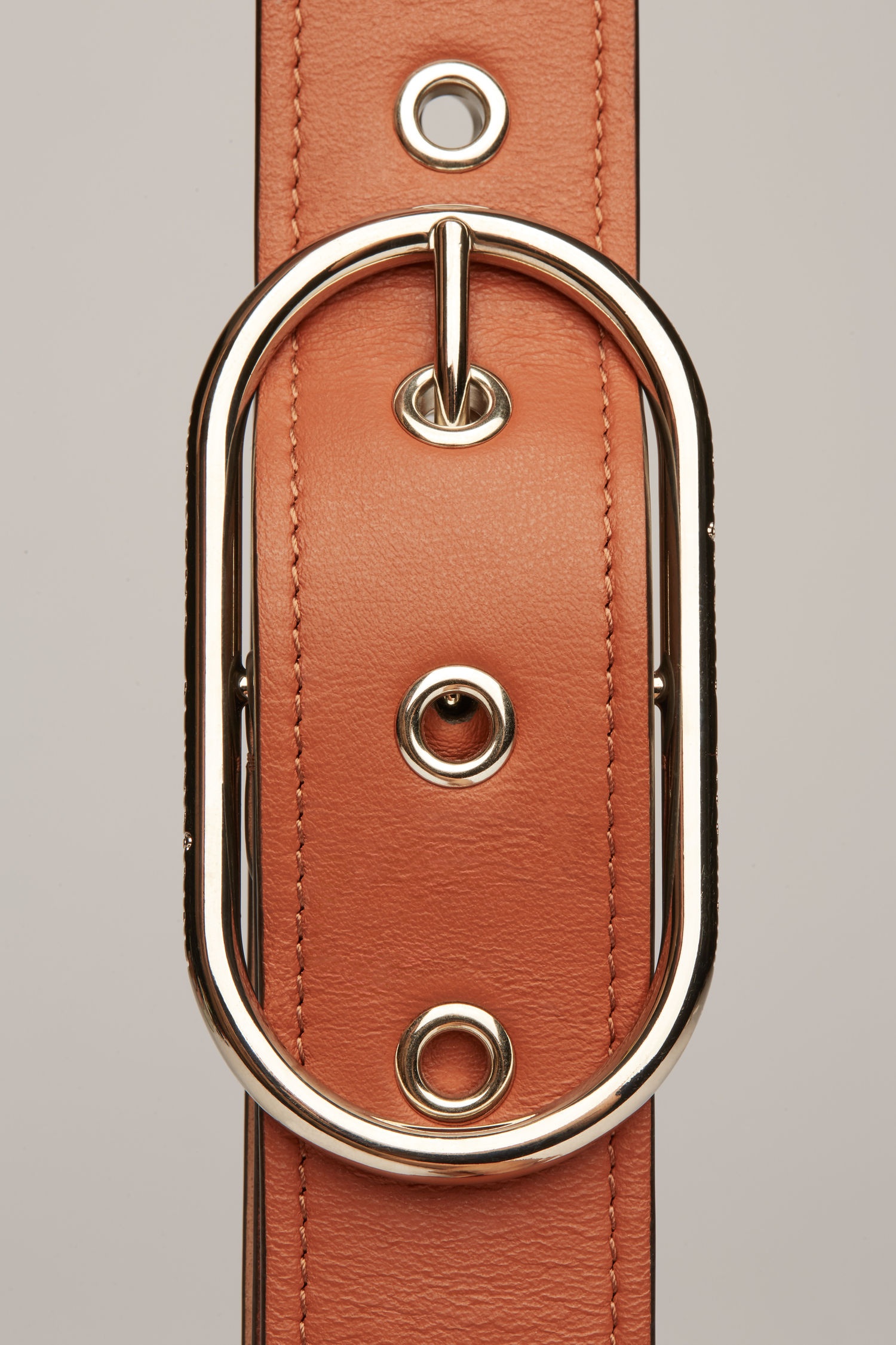 Leather eyelet belt almond brown - 2