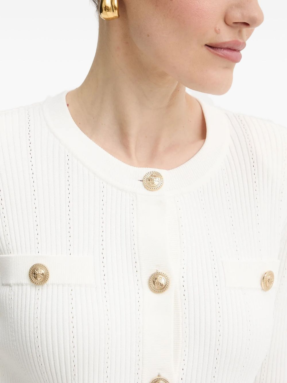 ribbed buttoned cardigan - 4