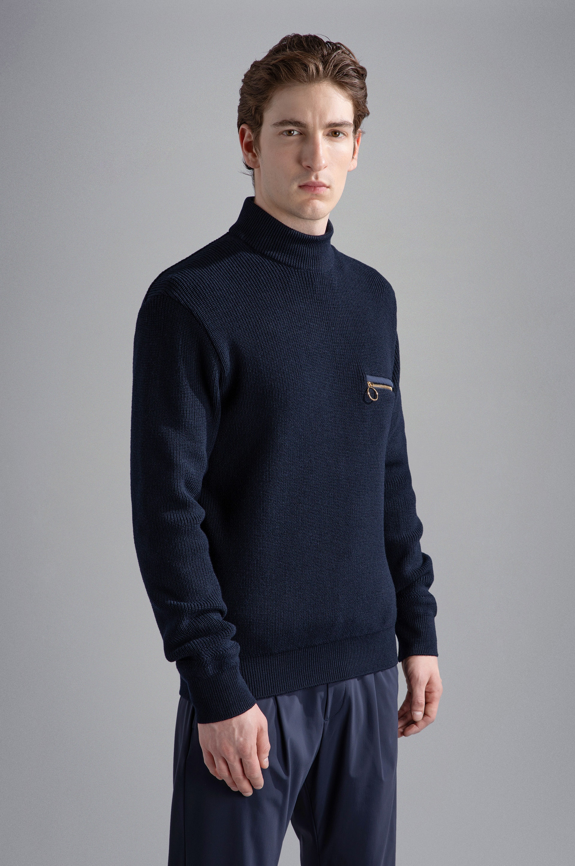 RIBBED WOOL PULLOVER WITH POCKET - 5