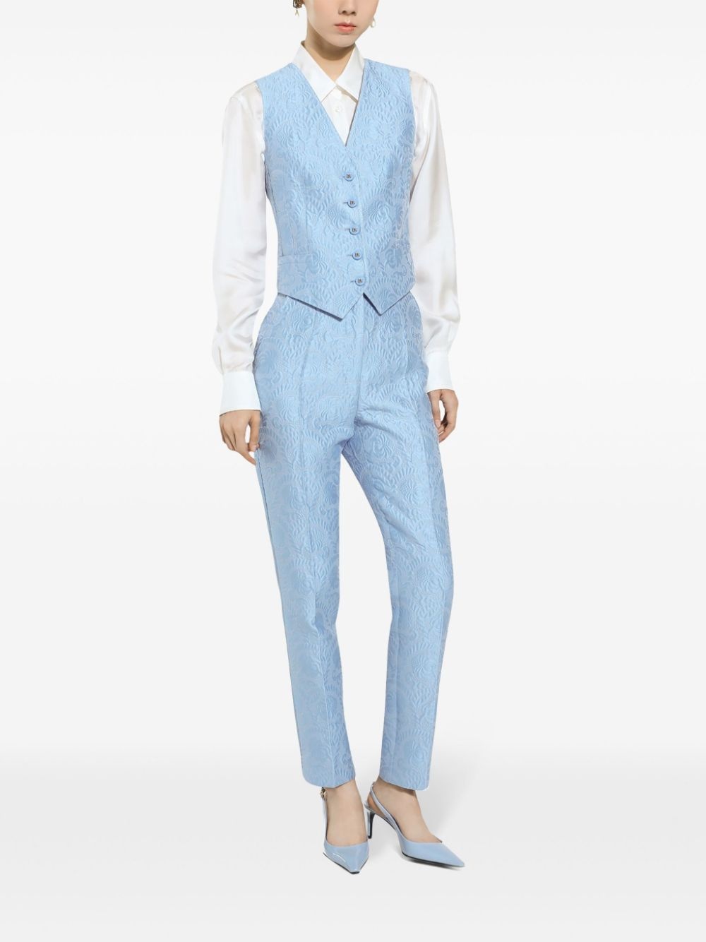 floral-jacquard waistcoat - 3