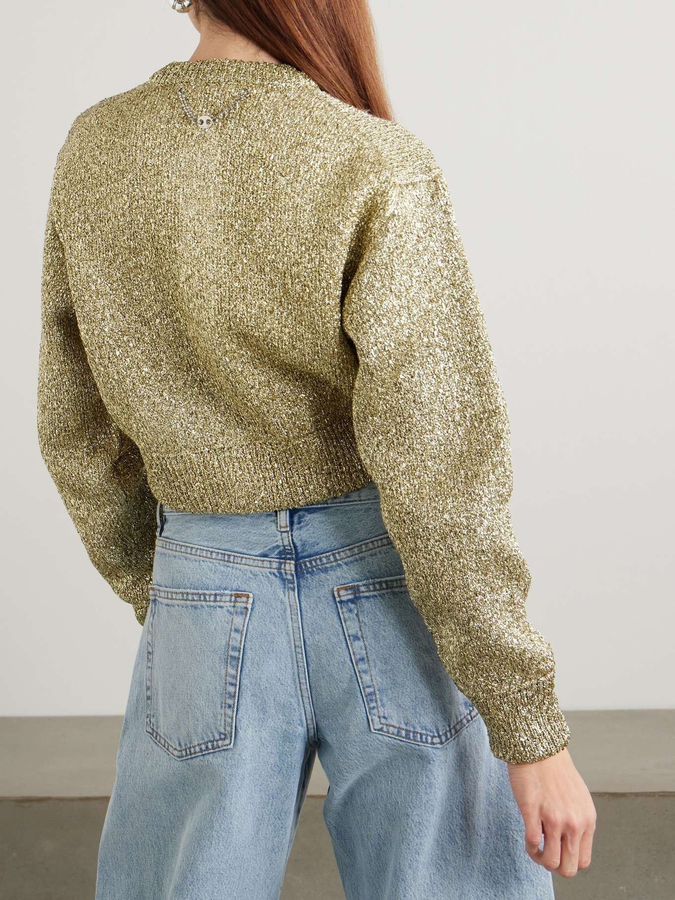 Metallic wool-blend cardigan Gold - 3