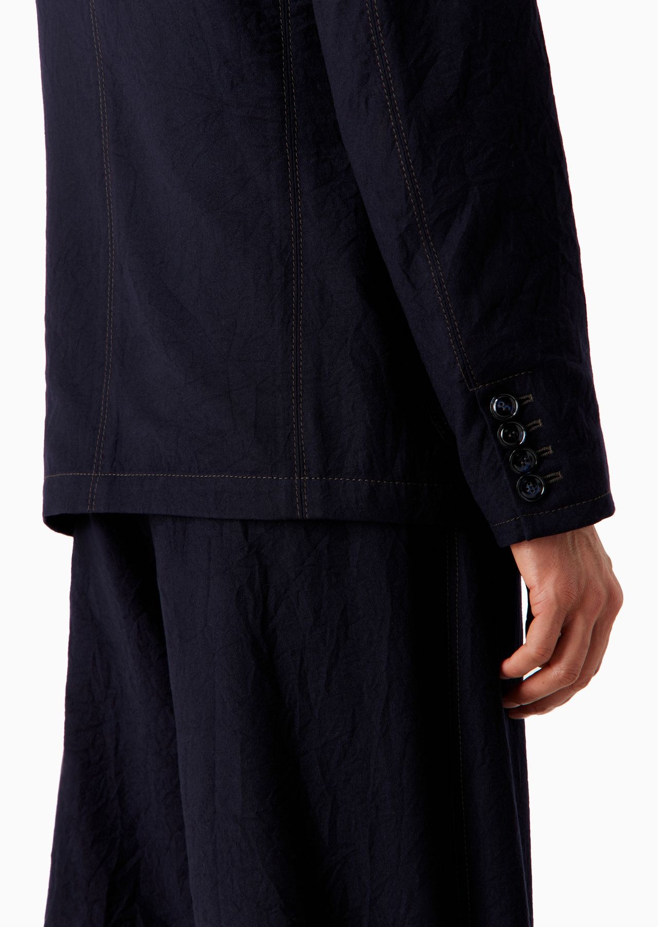 Single-breasted crinkled wool flannel jacket - 6
