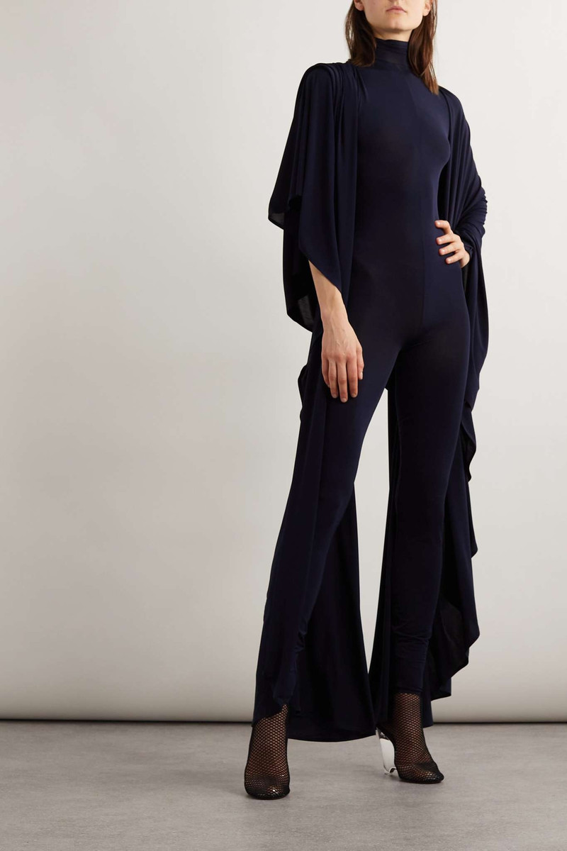 Alaïa Asymmetric draped stretch-jersey turtleneck jumpsuit outlook