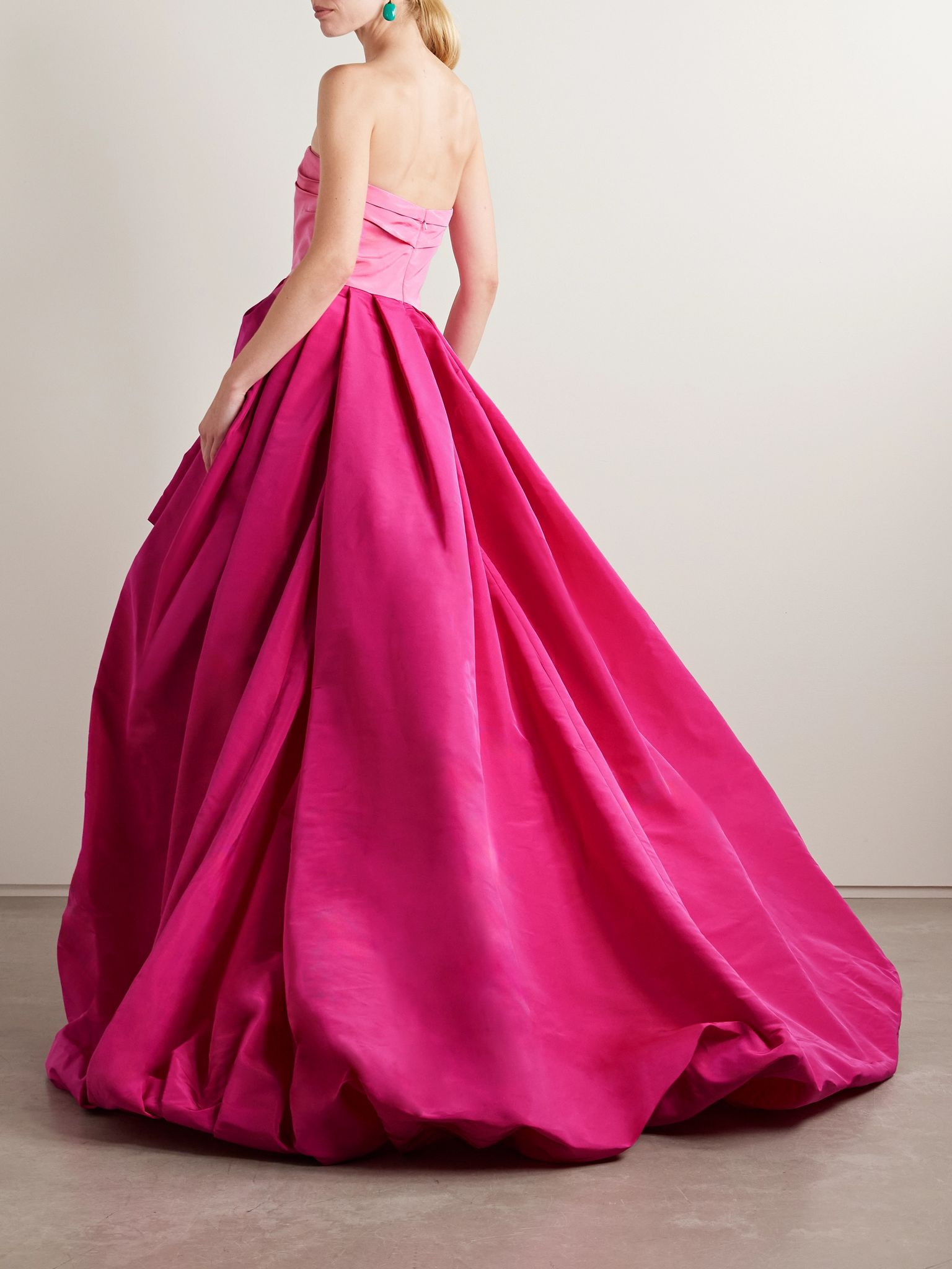 Strapless two-tone silk-faille gown Bright pink - 3